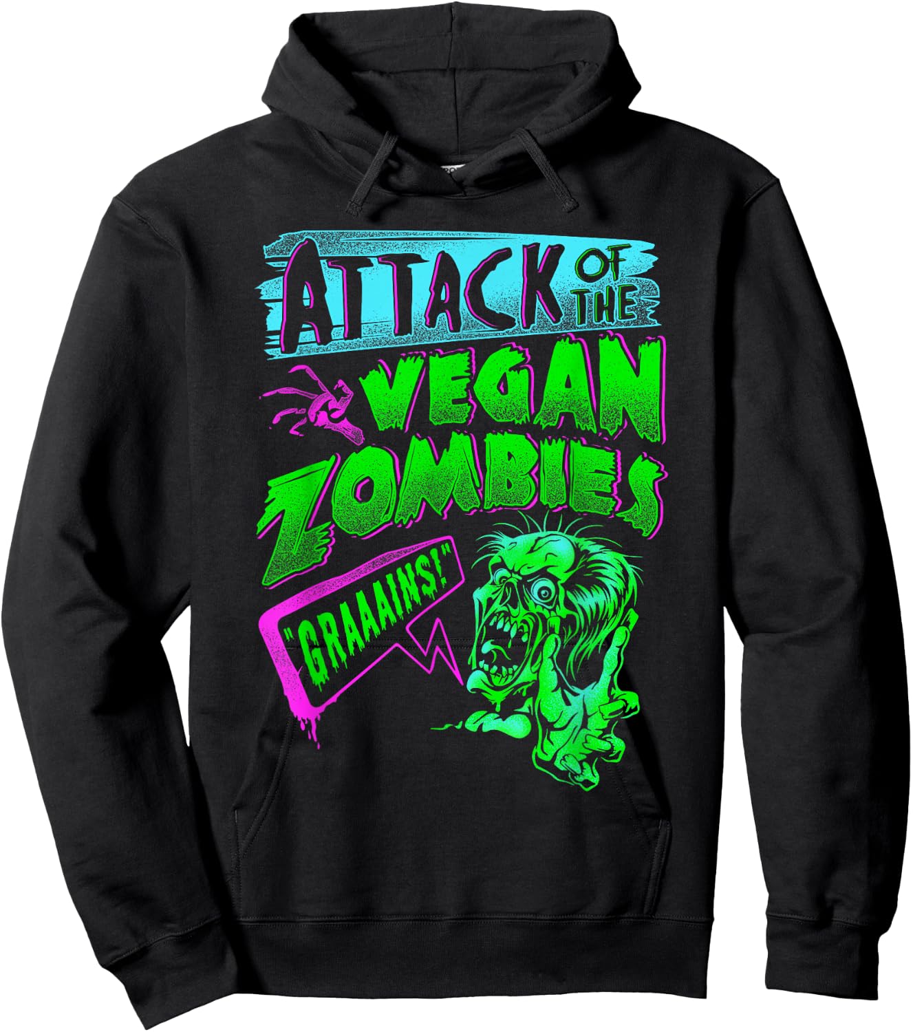 Attack of the Vegan Zombies Vegetarian Halloween Hoodie - Hoodie | Black