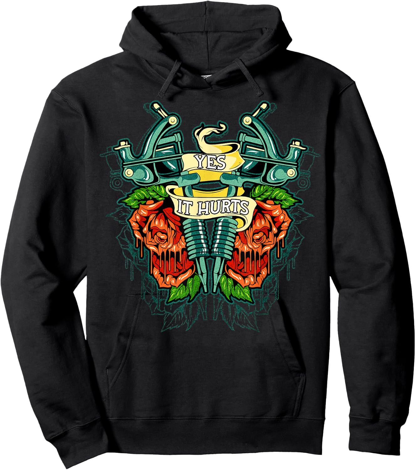 Yes It Hurts Vintage Old Style Tattoo design Hoodie - Hoodie | Black