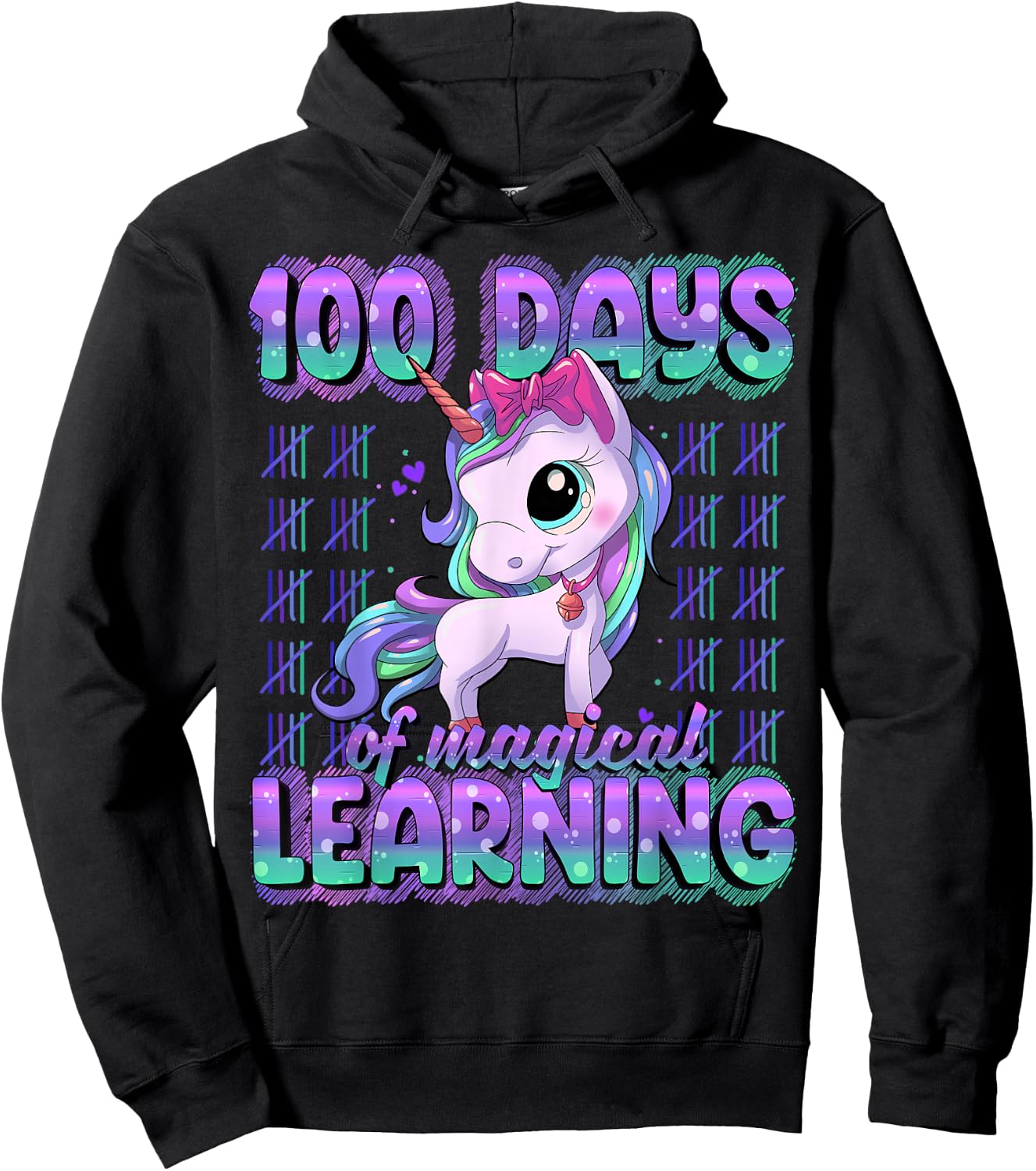 100 Days Of School Shirt Unicorn 100 Days Smarter 100th Day Hoodie - Hoodie | Black