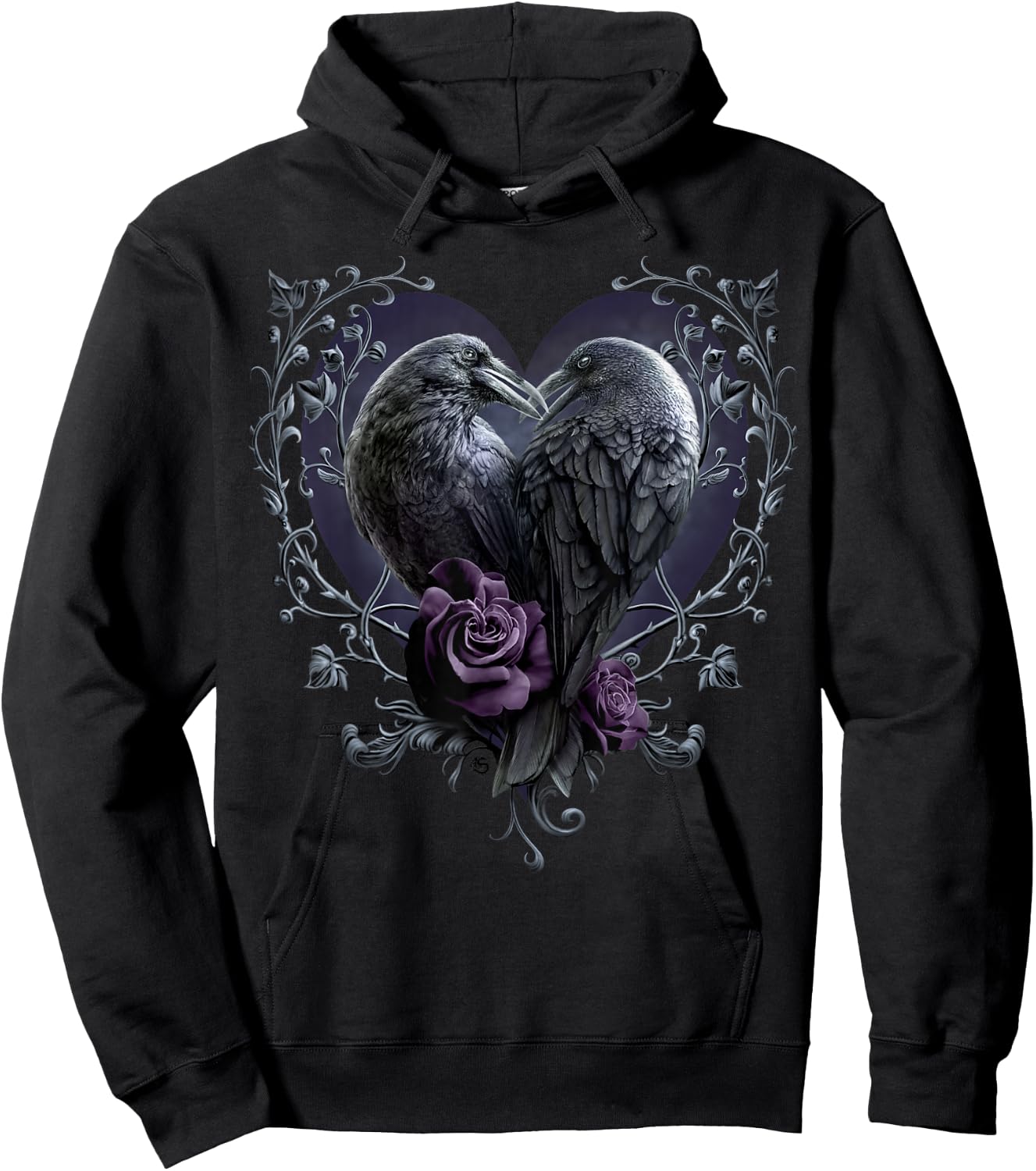 Spiral Original Raven Heart Gothic Ravens , black Hoodie - Hoodie | Black