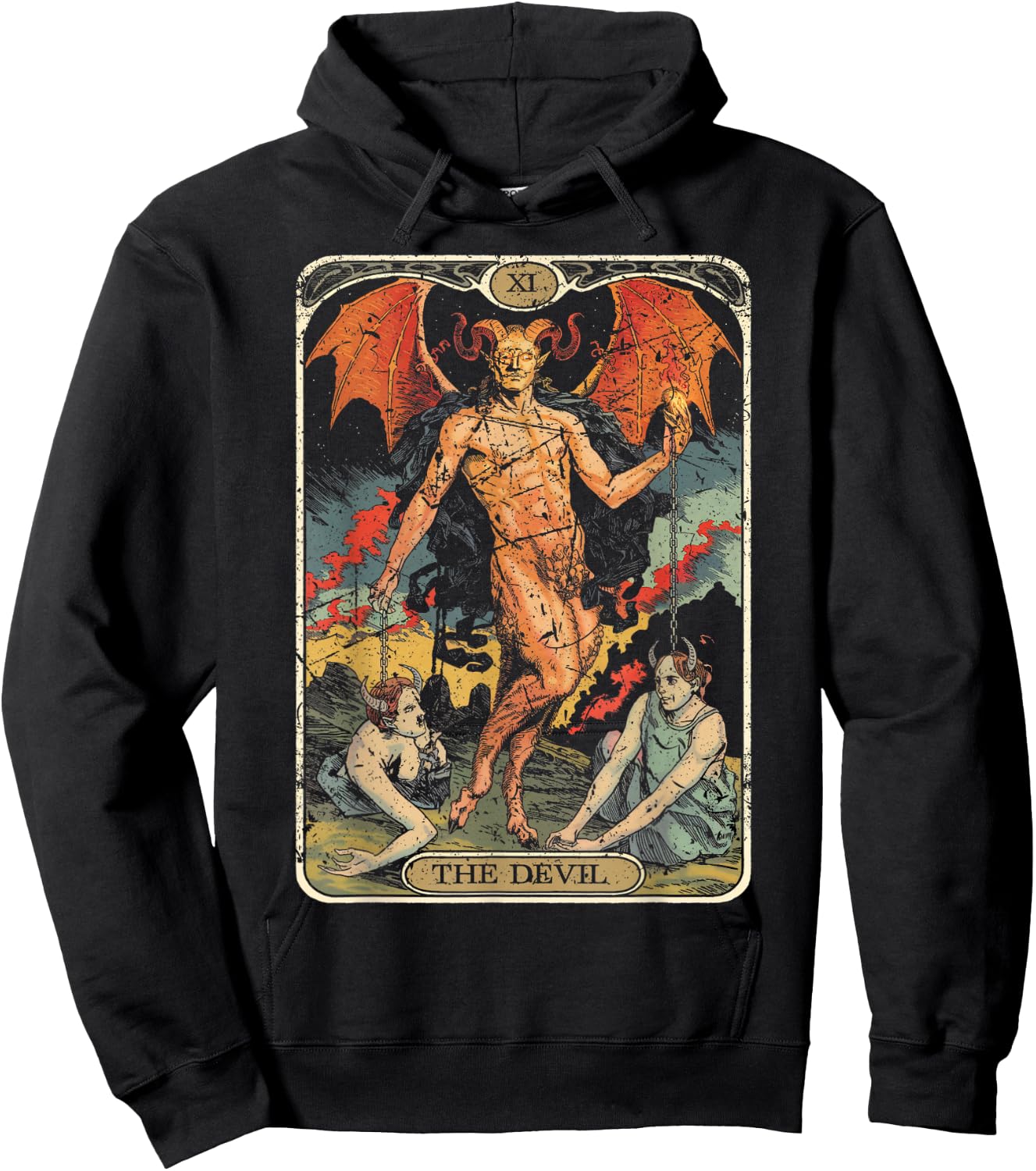 Tarot Card Vintage Devil Hoodie - Hoodie | Black