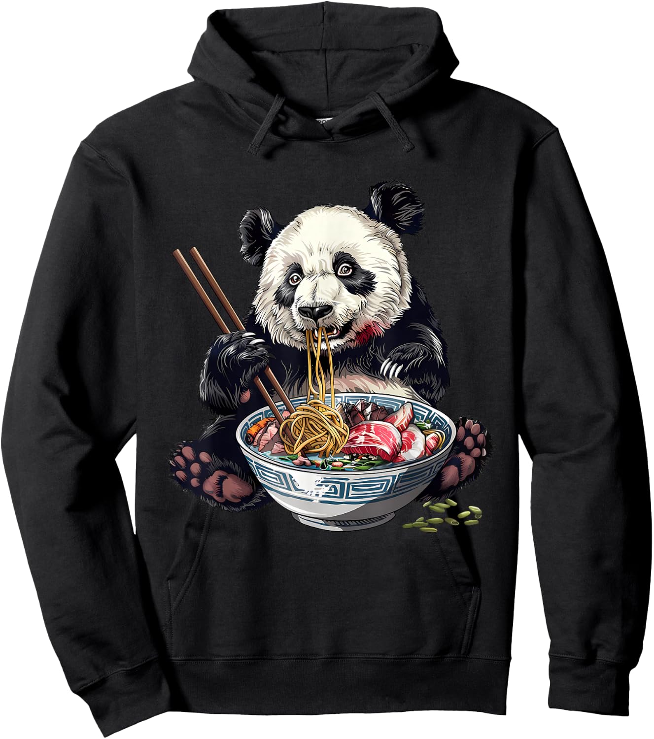 Panda Eating Ramen Noodles Ramen Noodles Panda Noodle Bowl Hoodie - Hoodie | Black