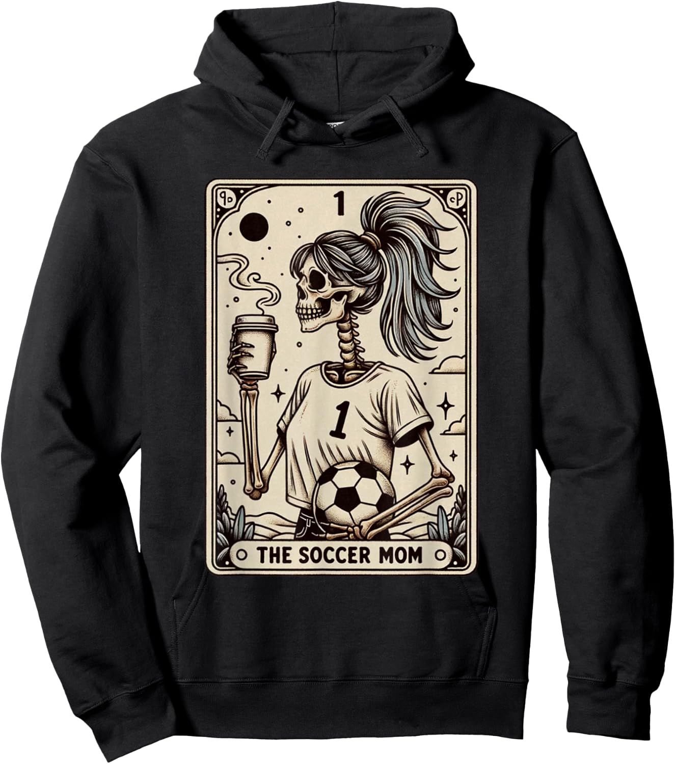 Carte de tarot de football pour maman, vintage, Halloween, Soccer Mama Hoodie - Hoodie | Black