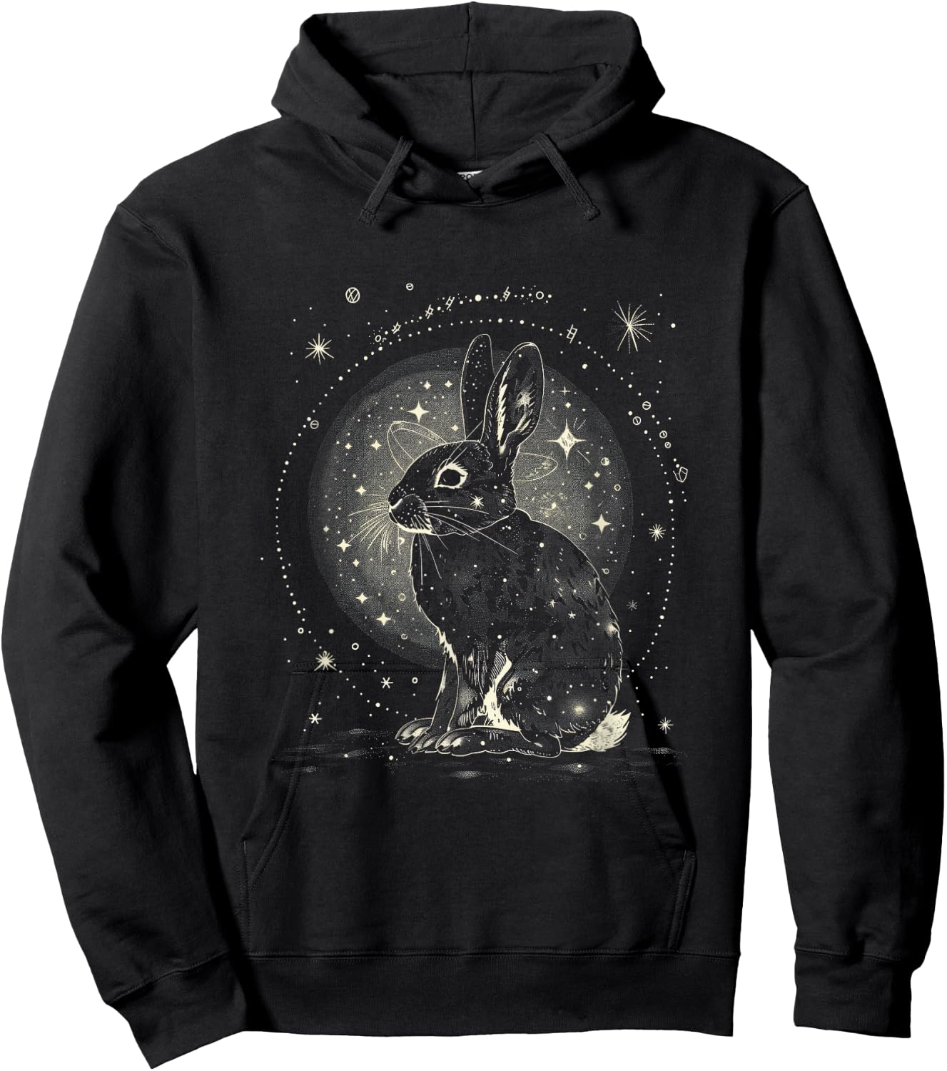 Moonlit Bunny Moon Rabbit Night Sky Galaxy Space Hoodie - Hoodie | Black