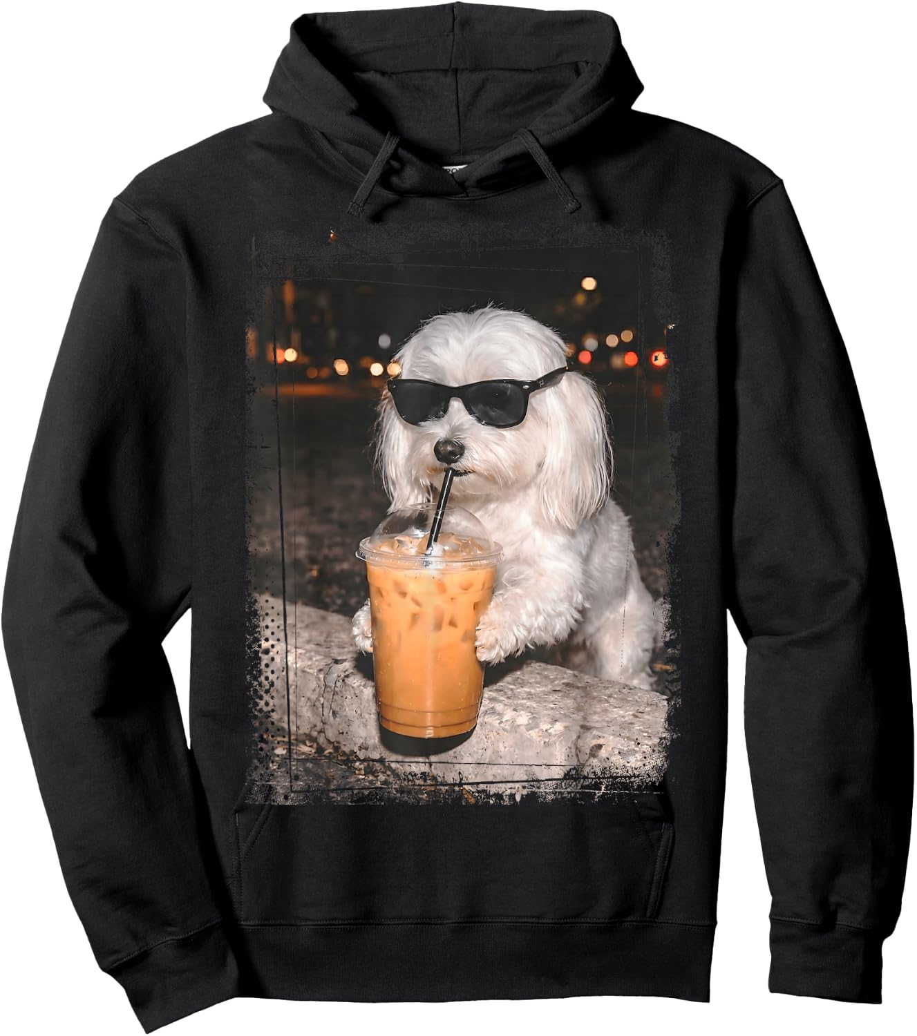 Malteser Sonnenbrille für Hunde mit Eiskaffee Hoodie - Hoodie | Black