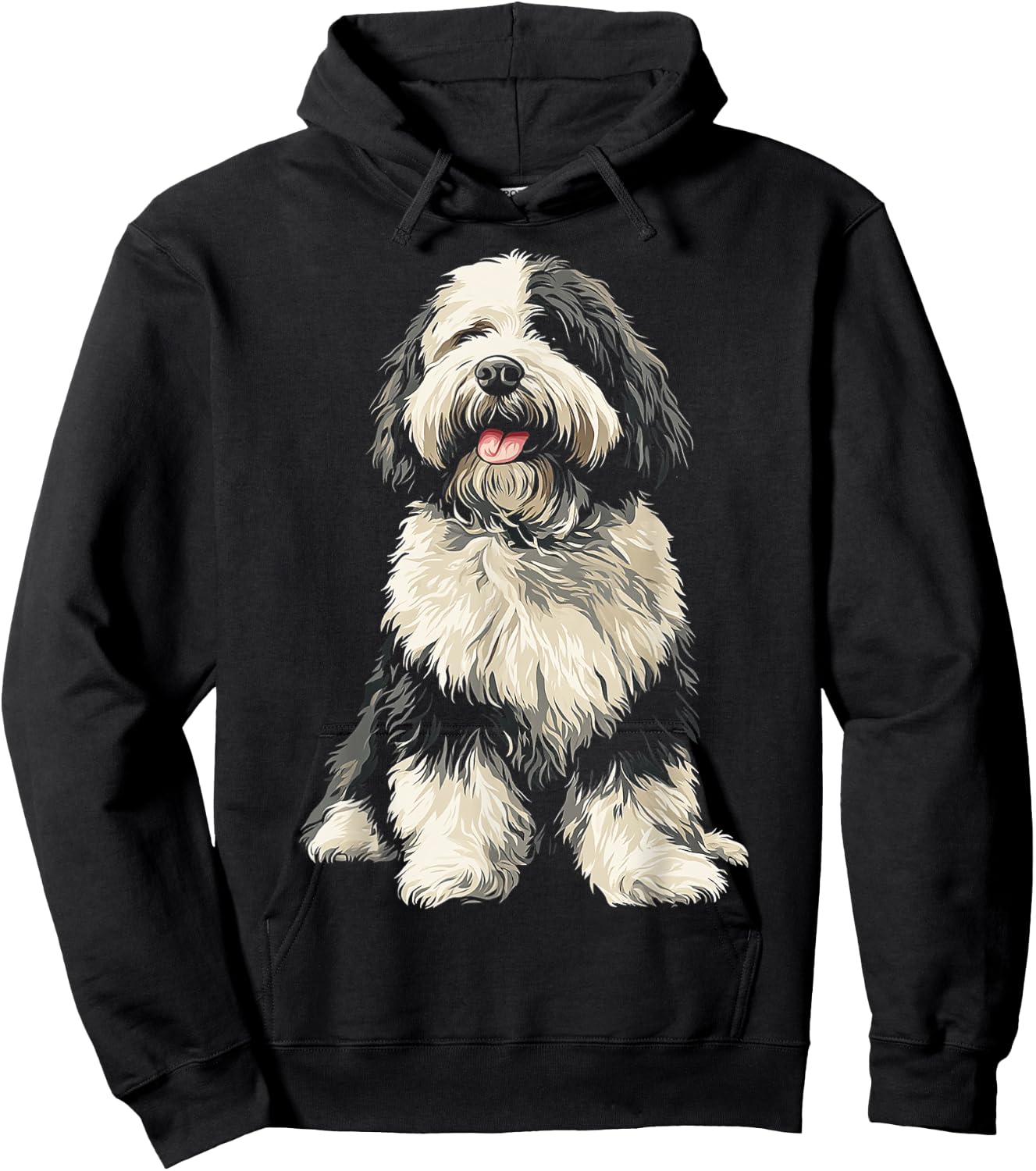 Old English Sheep Dog Dog Pet Artwork Old English Sheep Dog Women Kids Hoodie - Hoodie | Black
