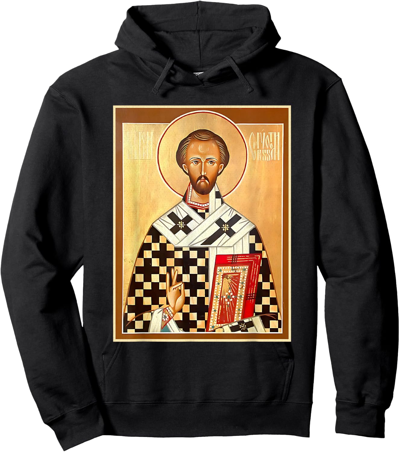 St. John Chrysostom Eastern Orthodox Byzantine Art Church Hoodie - Hoodie | Black