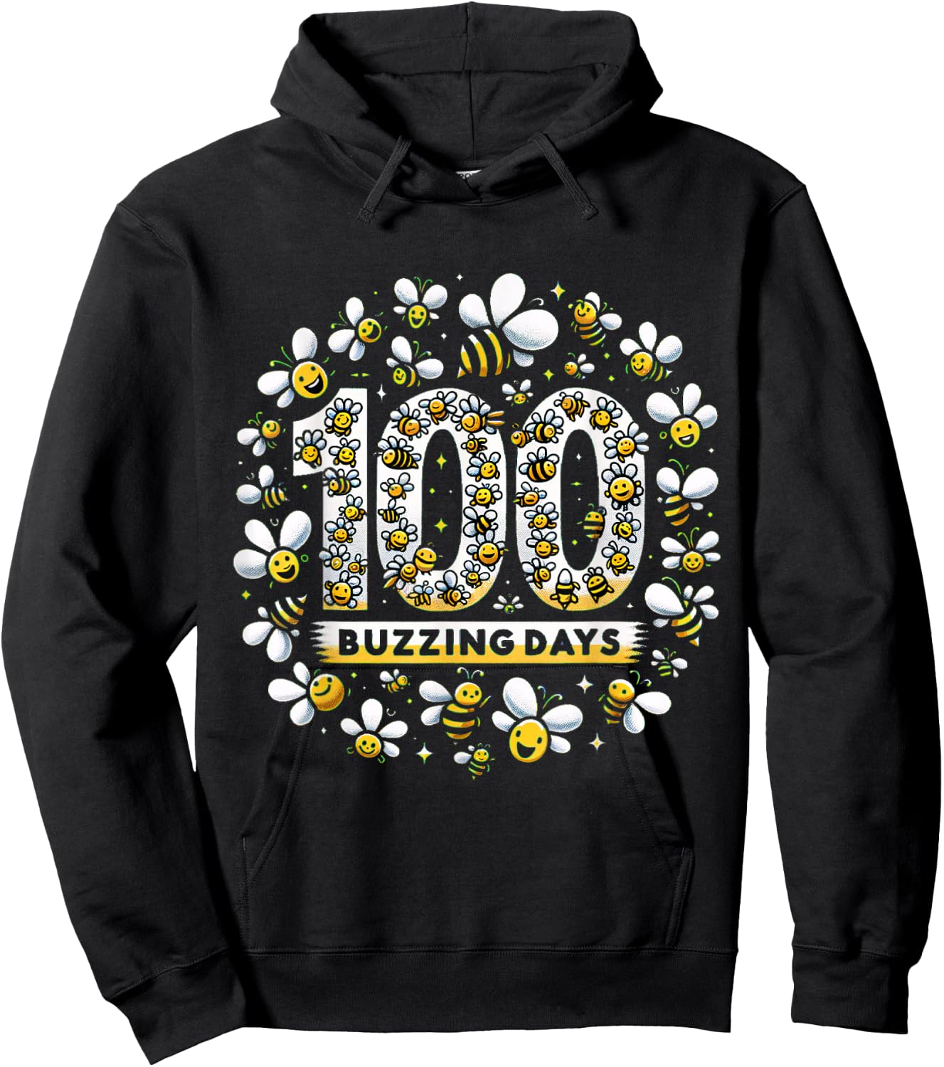 100 Days of School Bees Buzzing Hoodie - Hoodie | Black