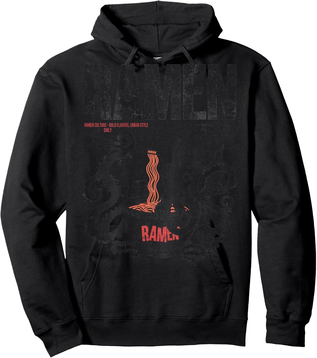 Ramen Anime Manga Kawaii Otaku Fashion Backprint Streetwear , gray Hoodie - Hoodie | Black