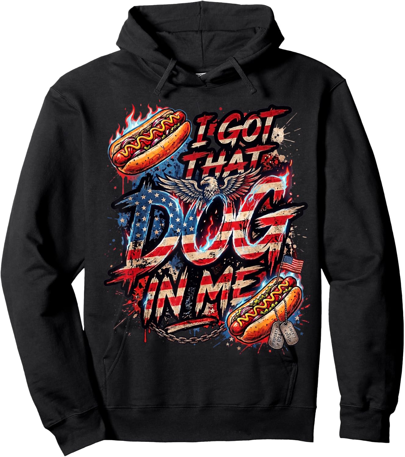 I Got that Dog in Me Funny Hot Dog Fourth of July Men Women Hoodie - Hoodie | Black