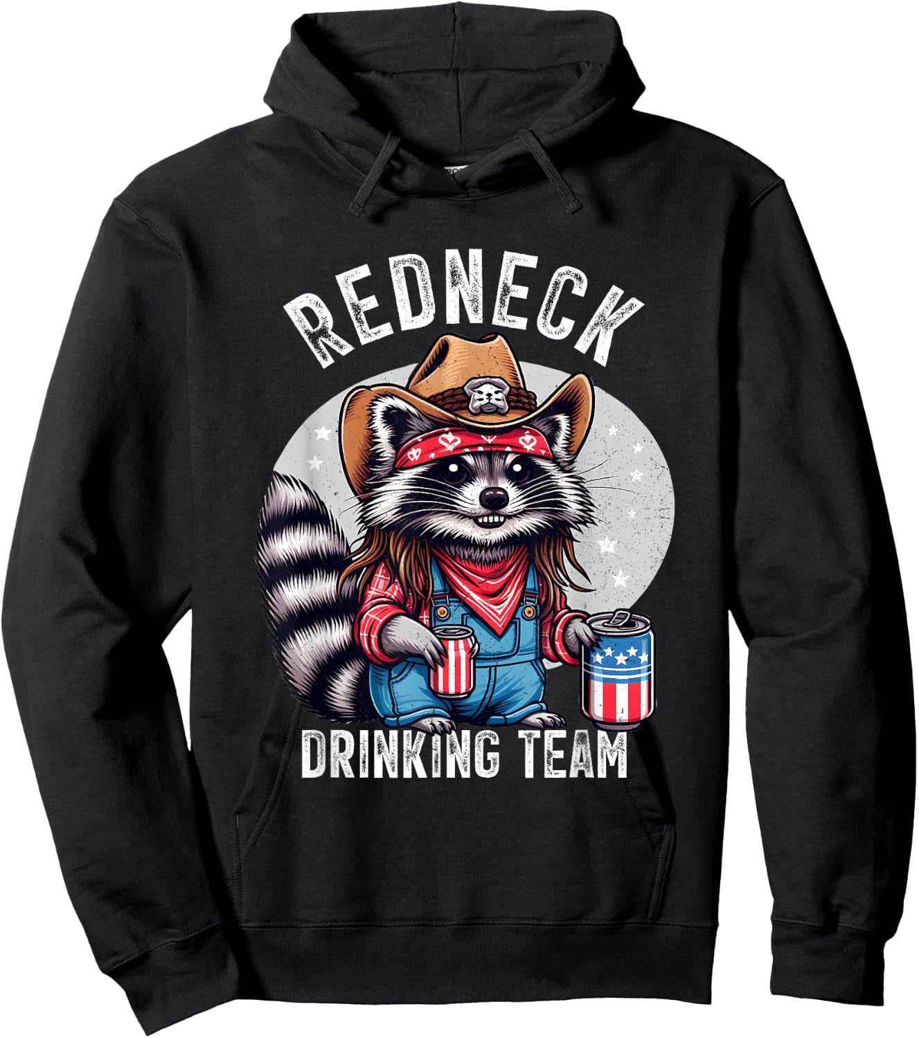 Redneck Hillbilly Raccoon White Party Costume, Black, S Hoodie - Hoodie | Black