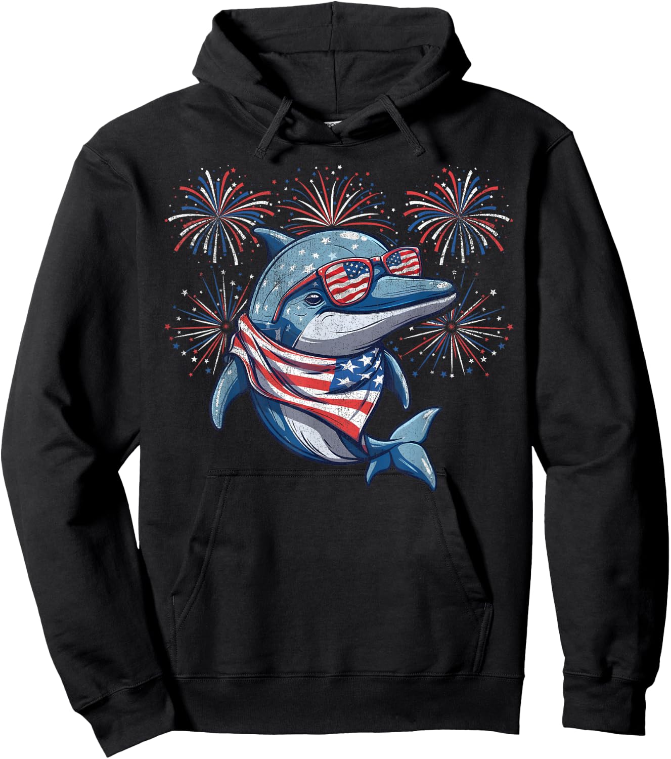 Dolphin 4th Of July Sunglasses American Flag Fireworks Women Men Hoodie - Hoodie | Black