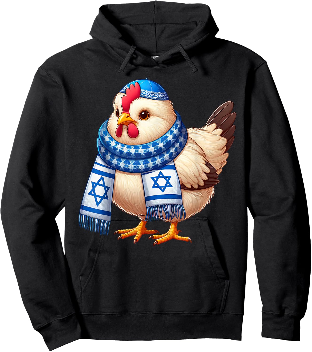 Funny Jewish Chicken Hanukkah Pajamakah Hoodie - Hoodie | Black