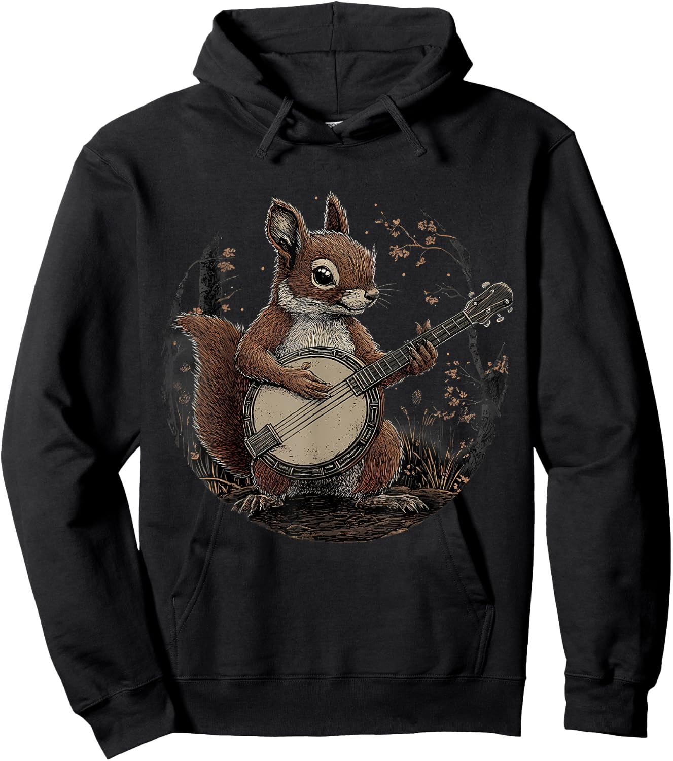 Banjo Squirrel Bluegrass Banjo Player Squirrel Playing Banjo Hoodie - Hoodie | Black