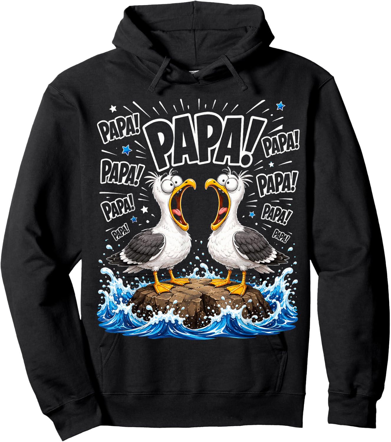 Dad Seagull Funny Papa Seagulls Fathers Day Humor Bird Lover Hoodie - Hoodie | Black