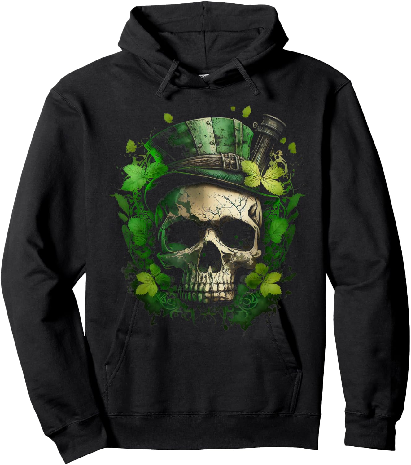 Irish Dark Luck St Patricks Day Skull Hoodie - Hoodie | Black