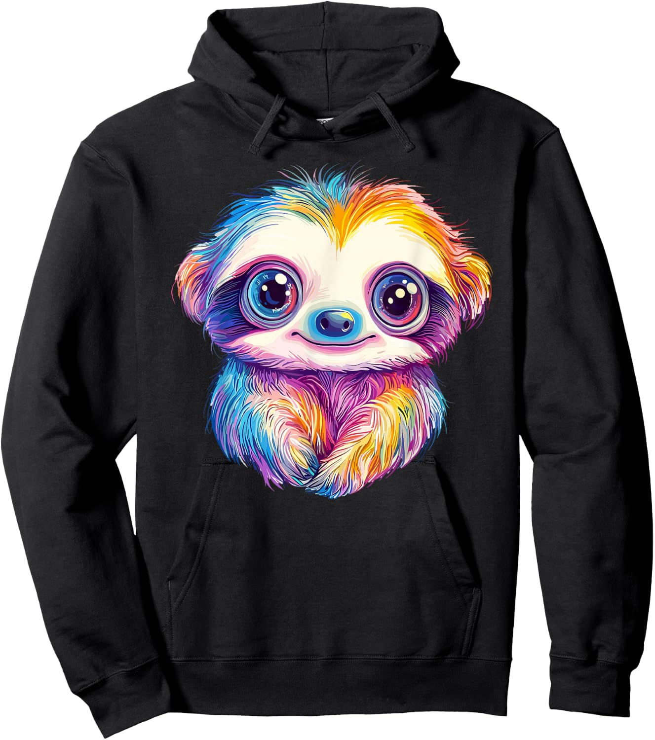 Colorful Rainbow Sloth Hoodie - Hoodie | Black