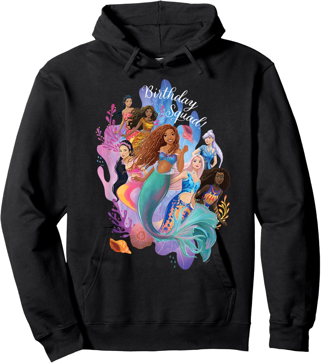 Disney Little Mermaid Ariel Friends & Family Birthday Squad Hoodie - Hoodie | Black