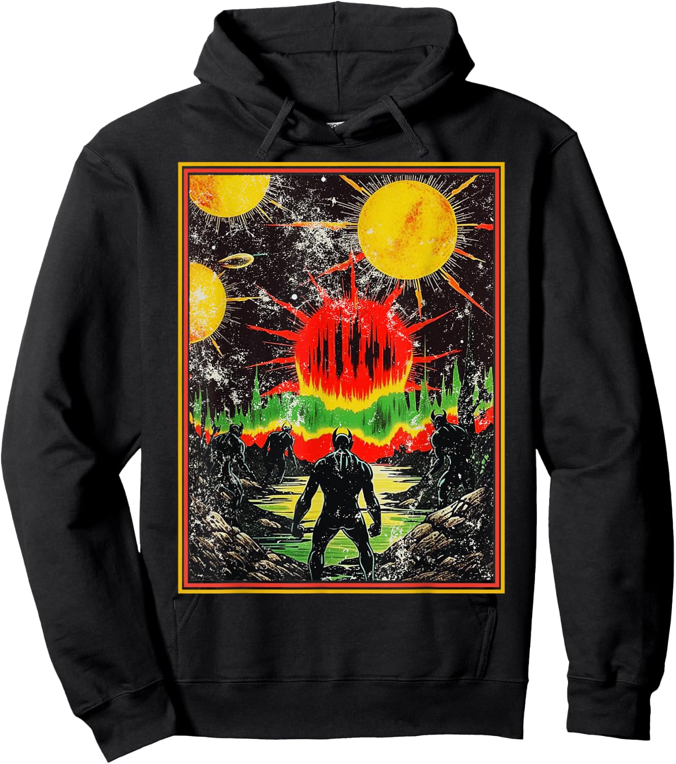 Monstrous Creature Emerging Retro 80s Dark Fantasy Art Hoodie - Hoodie | Black