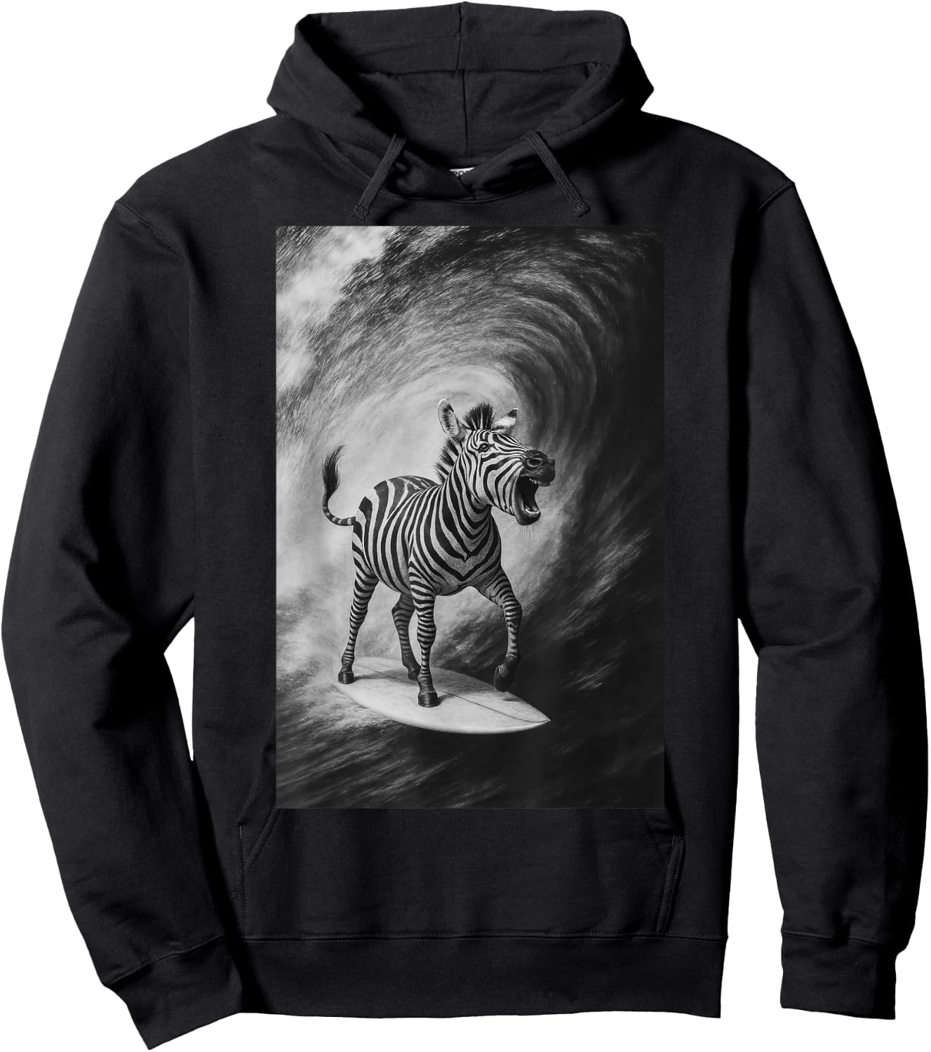 Funny Surfing Zebra Selfie On Surfboard Safari Animal Hoodie - Hoodie | Black