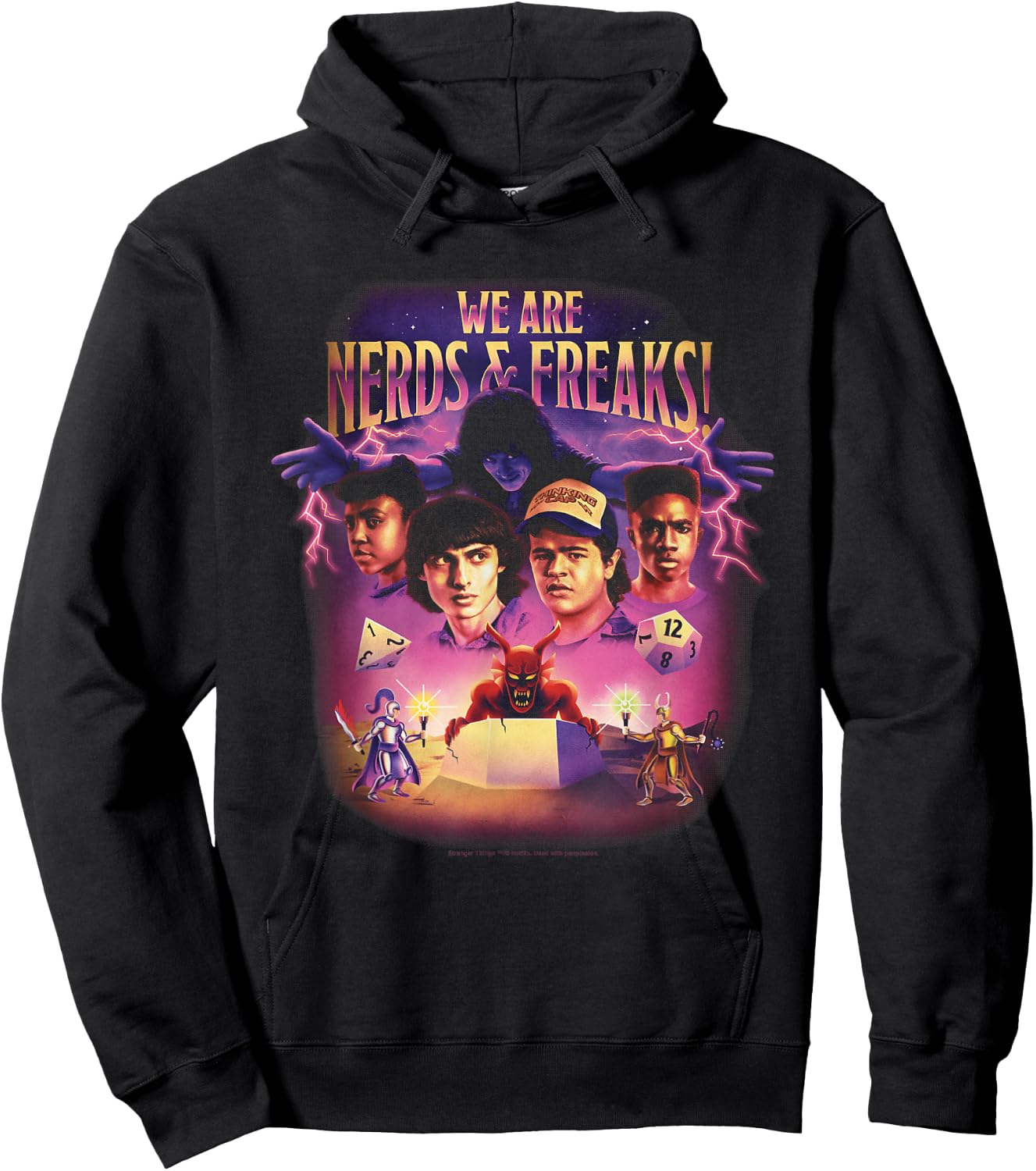 Stranger Things We Are Nerds & Freaks D&D Montage Hoodie - Hoodie | Black
