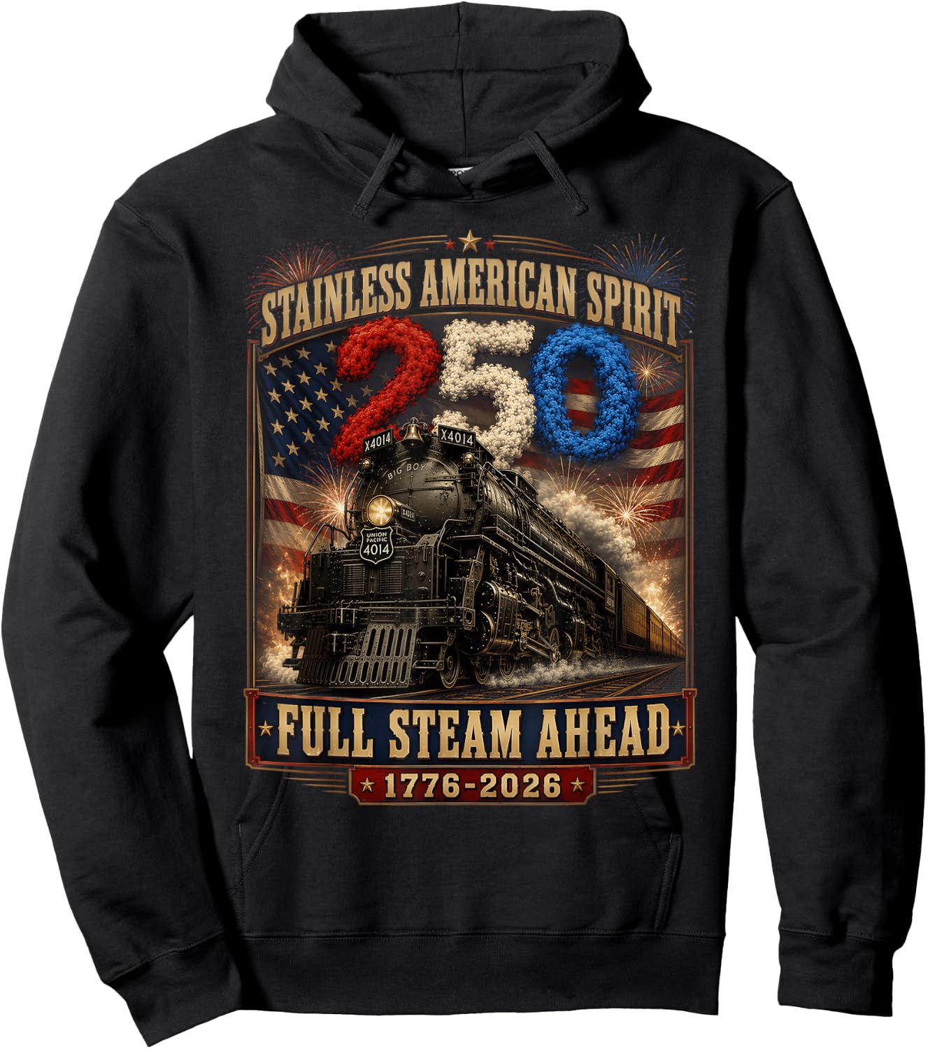 Big Boy 4014 Vintage 250 Steam Locomotive Railroad Train Hoodie - Hoodie | Black