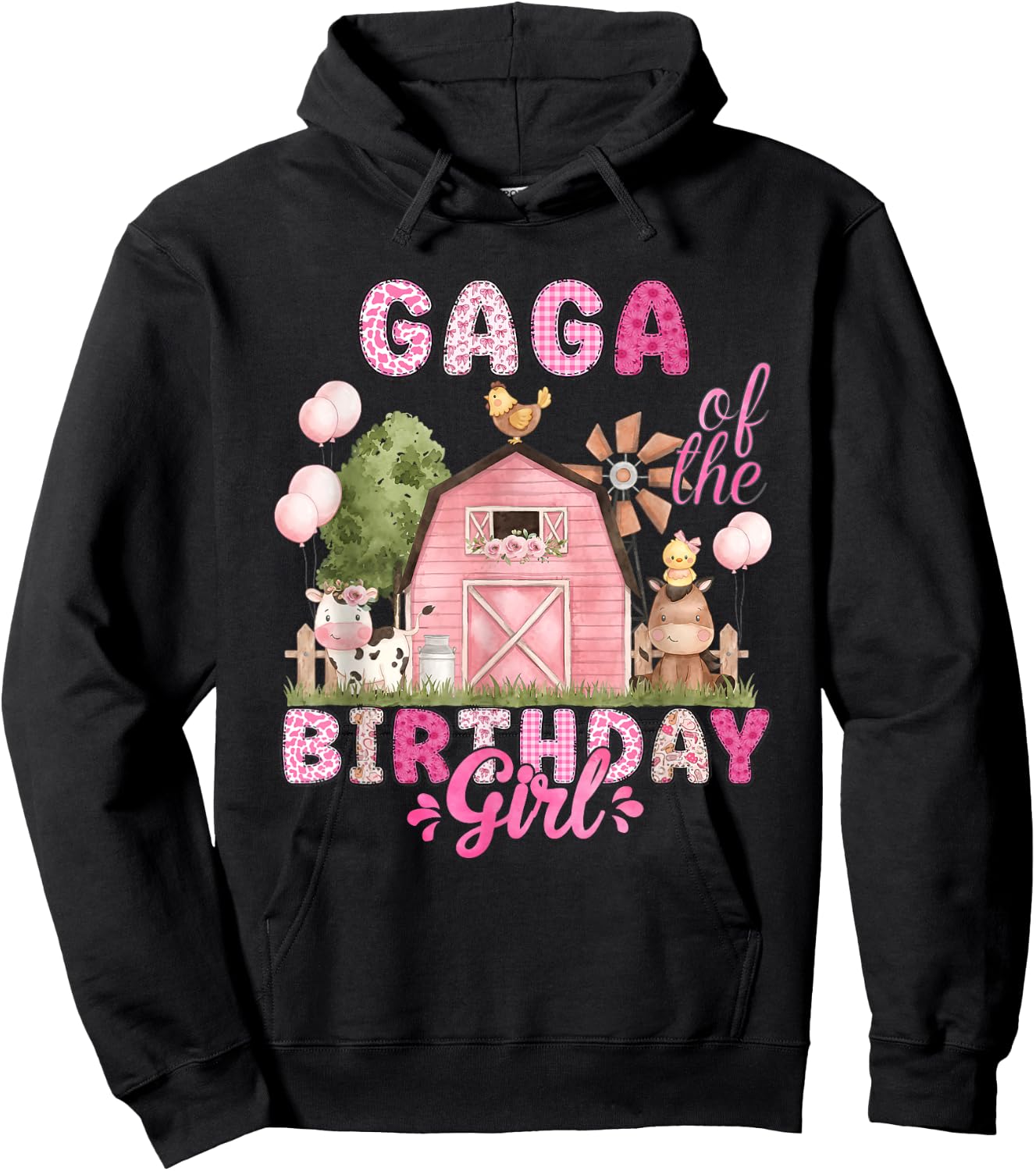 Gaga of The Birthday Girl 1St Bday Cow Farm Family Hoodie - Hoodie | Black
