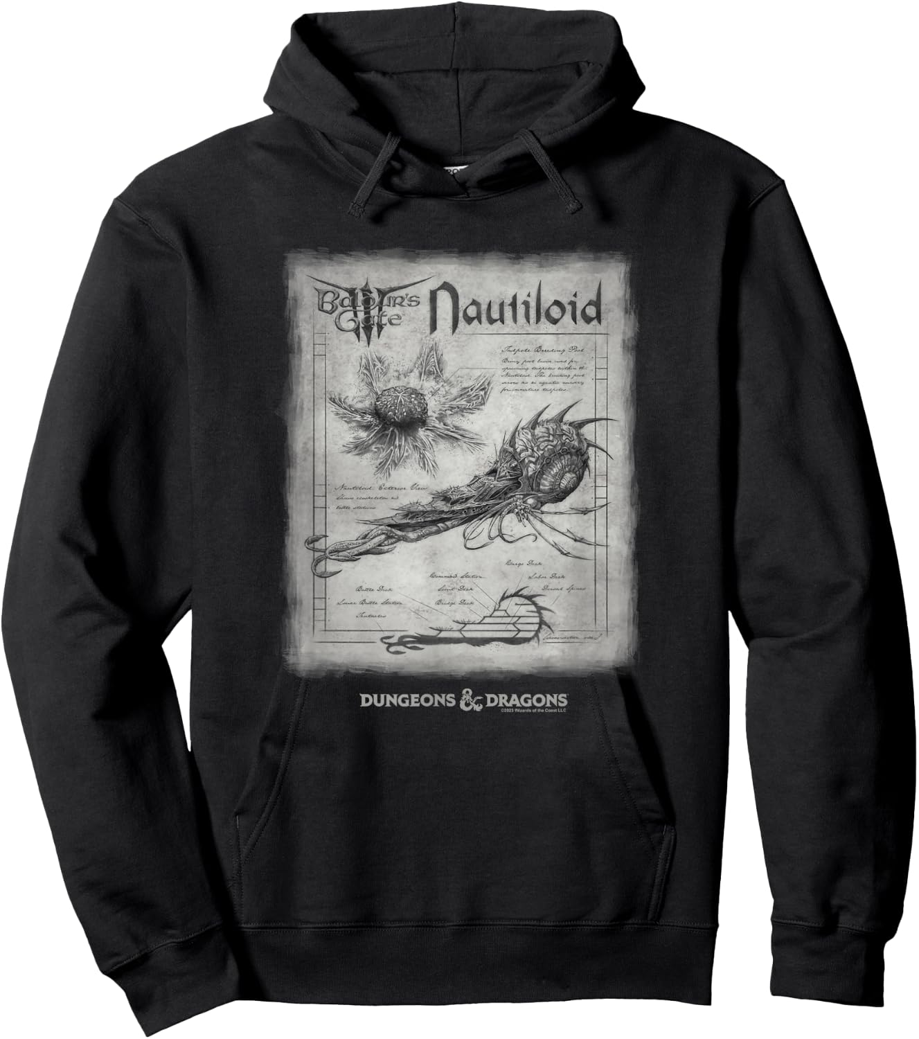 Dungeons & Dragons Baldur's Gate III Nautiloid Schematics Hoodie - Hoodie | Black