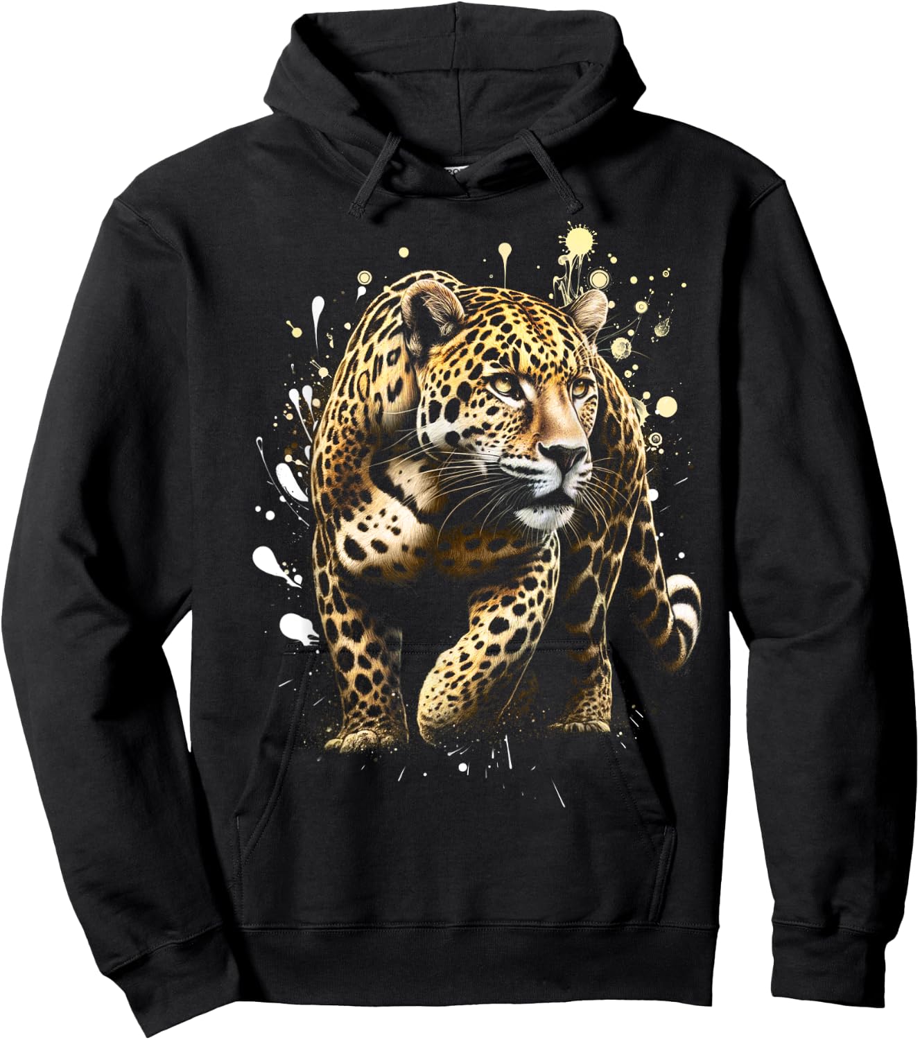 Cooler Leopard mit kunstvollen Farbspritzern Hoodie - Hoodie | Black