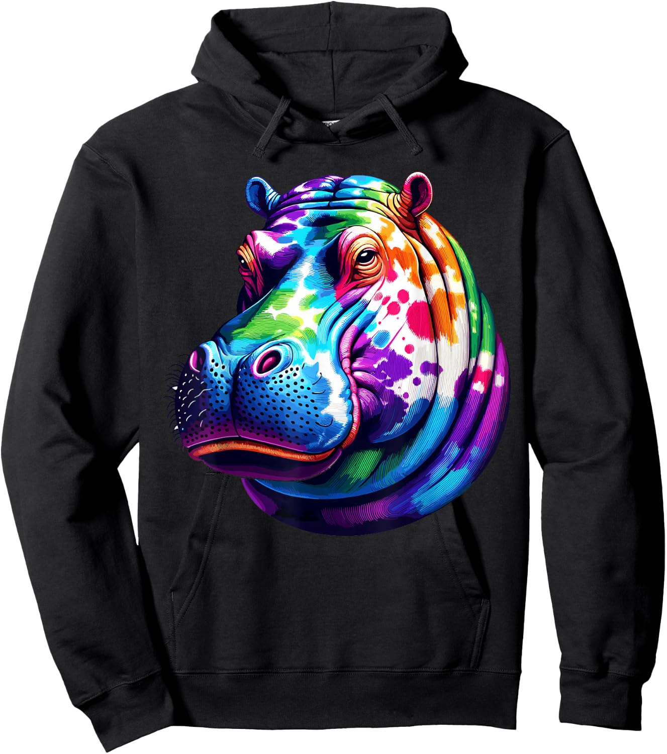 Tie Dye Hippopotamus Lover Stuff Psychedelic Hippo Hoodie - Hoodie | Black
