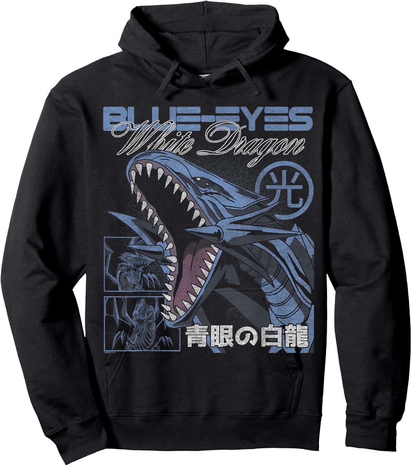 Yu-Gi-Oh! Blue-Eyes White Dragon Modern Collage Card Anime Hoodie - Hoodie | Black