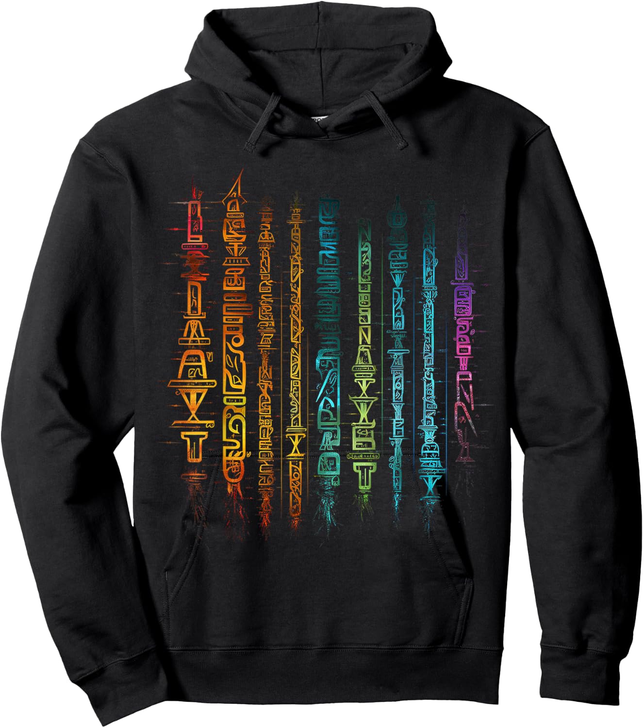 Buntes Kunsttext-Grafikmotiv Hoodie - Hoodie | Black