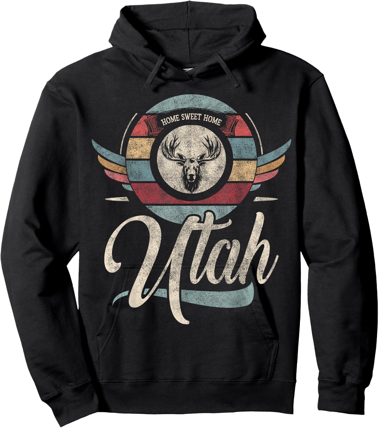 Utah vintage state animal Elk head retro sweet home boho Hoodie - Hoodie | Black