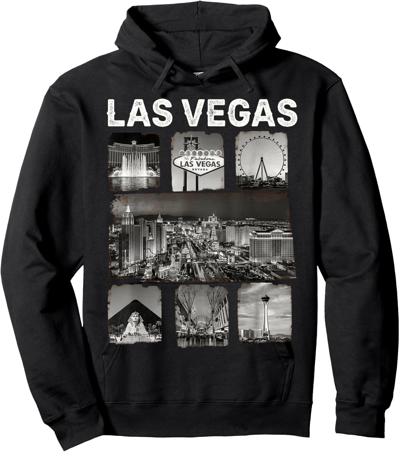 Las Vegas Nevada Iconic Landmarks Collage Hoodie - Hoodie | Black