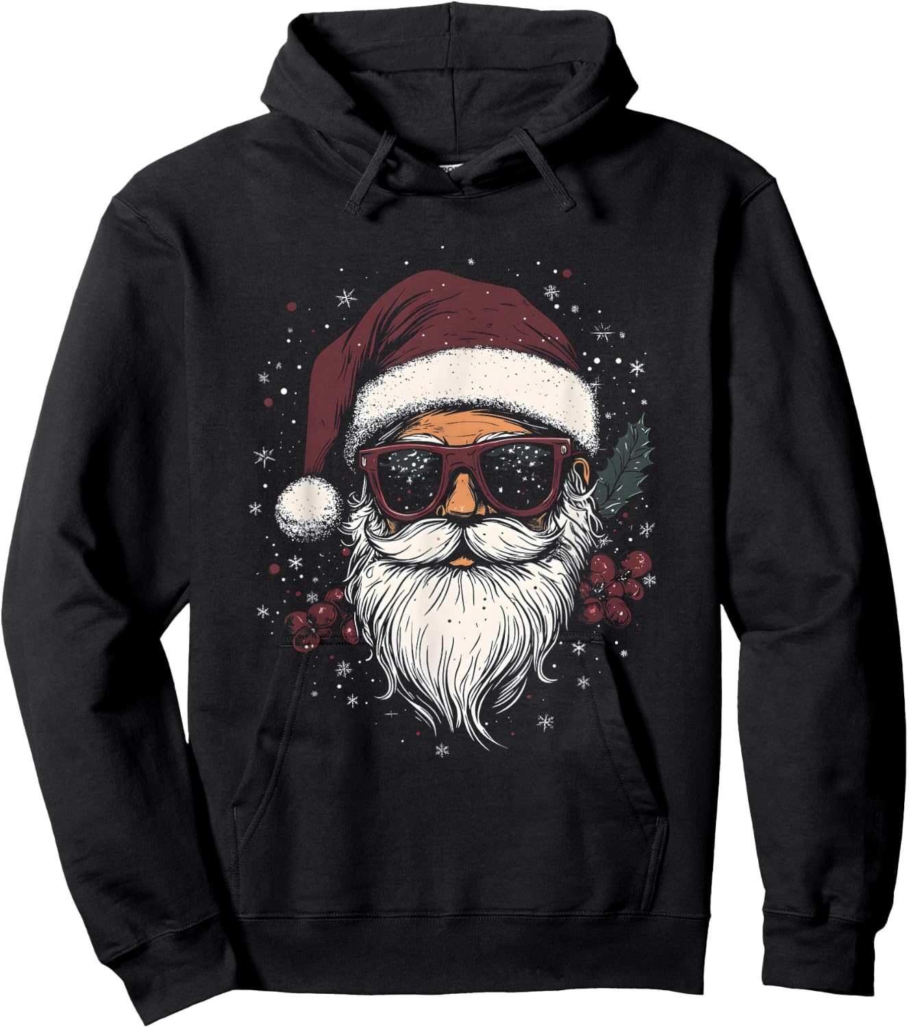 Cool Santa Claus with Sunglasses Christmas , black Hoodie - Hoodie | Black