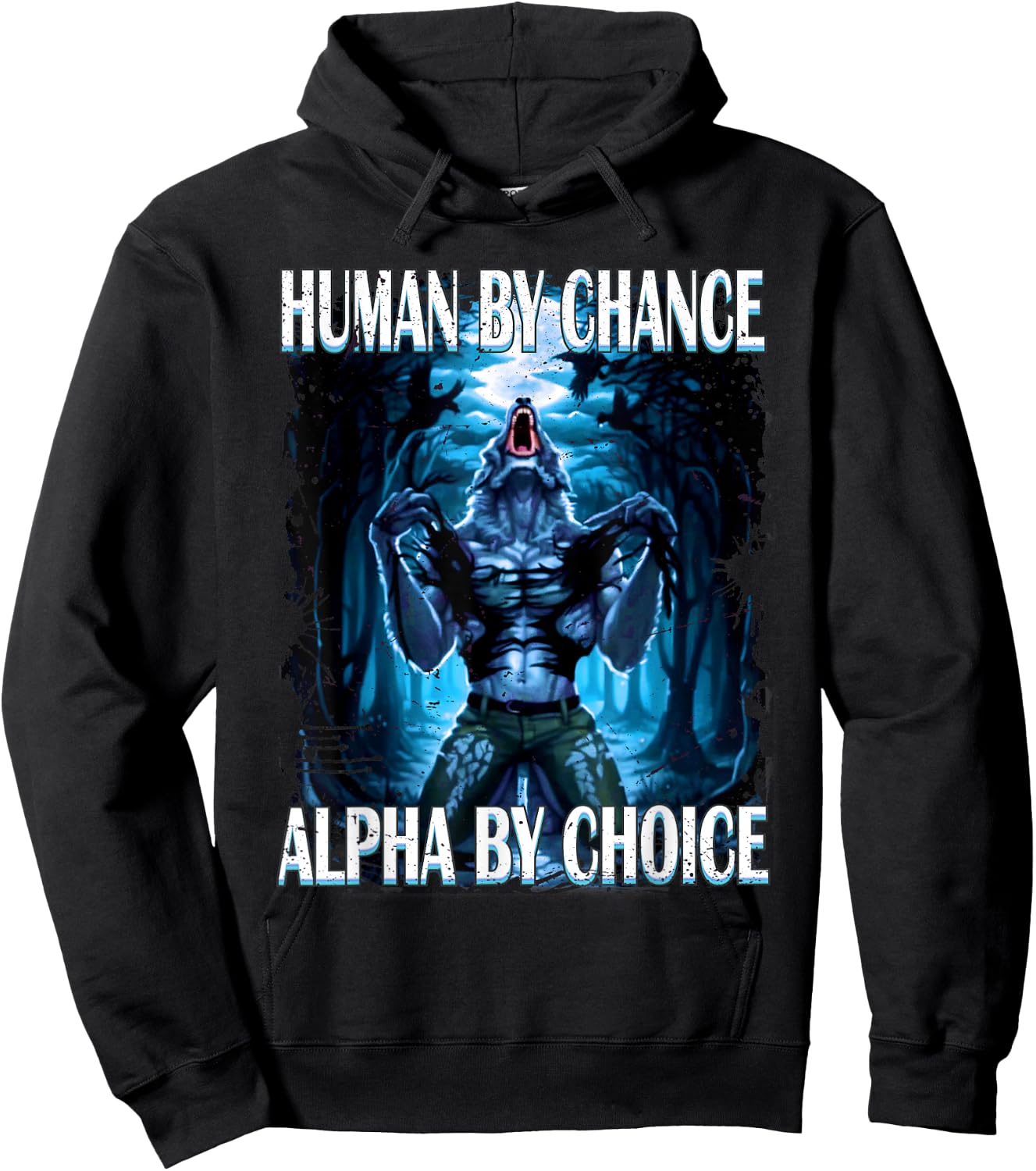 wolf meme - Werewolf Ripping Meem Hoodie - Hoodie | Black