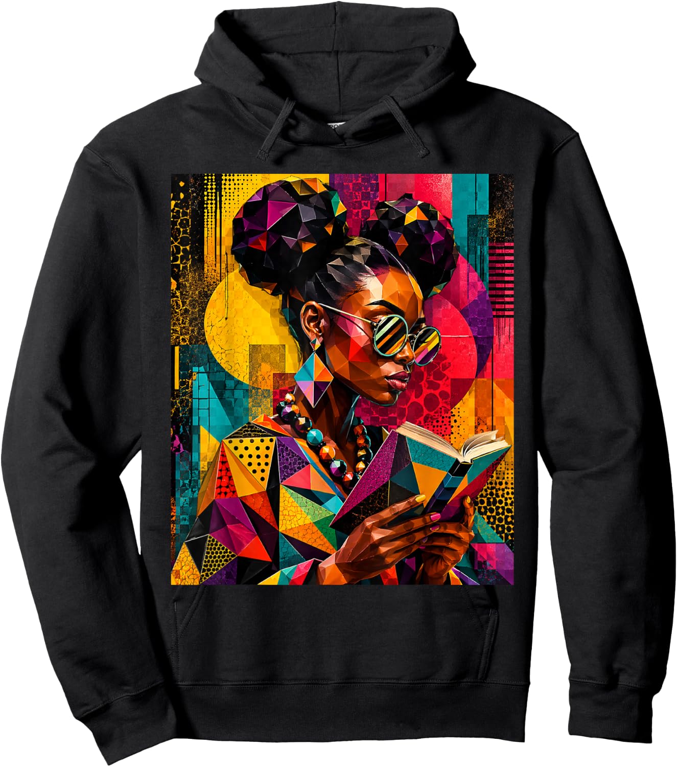 Black History Educated Geometric Women Reading Book Melanin Hoodie - Hoodie | Black
