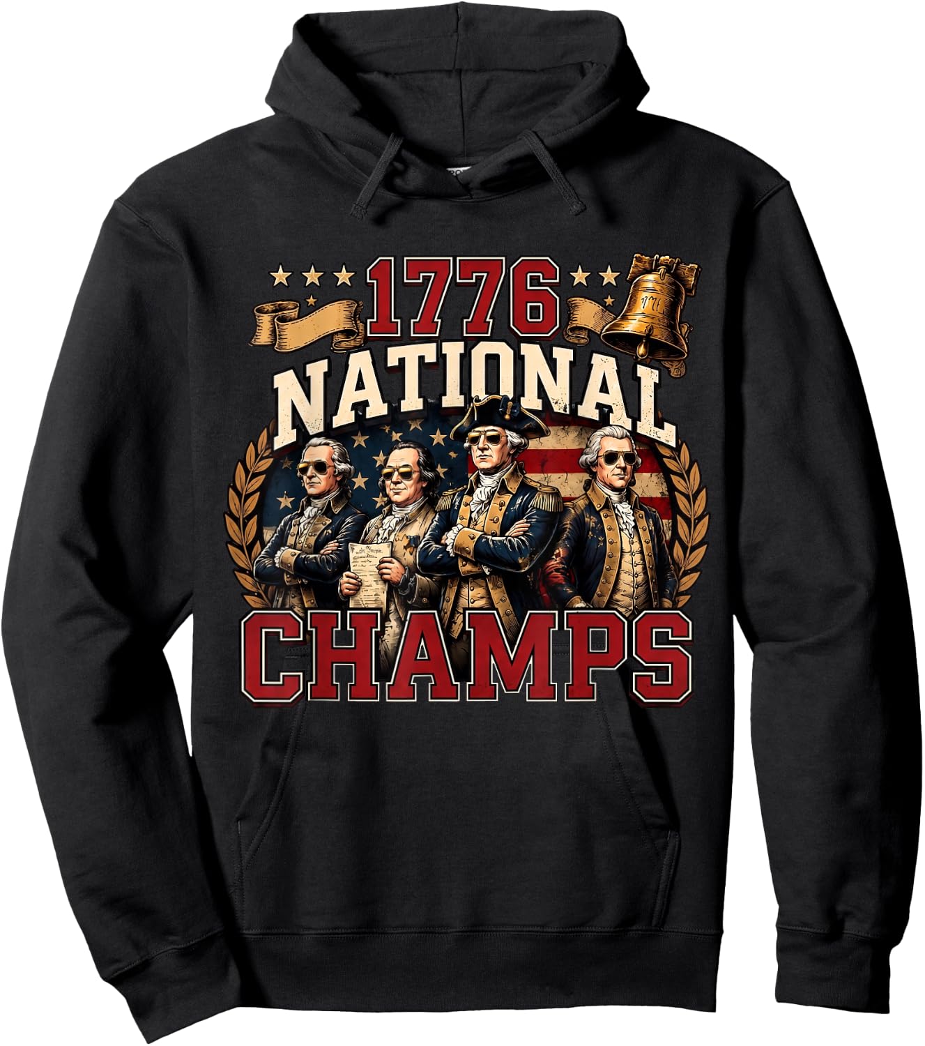 1776 National Champs Funny Patriotic America Founding Father Hoodie - Hoodie | Black