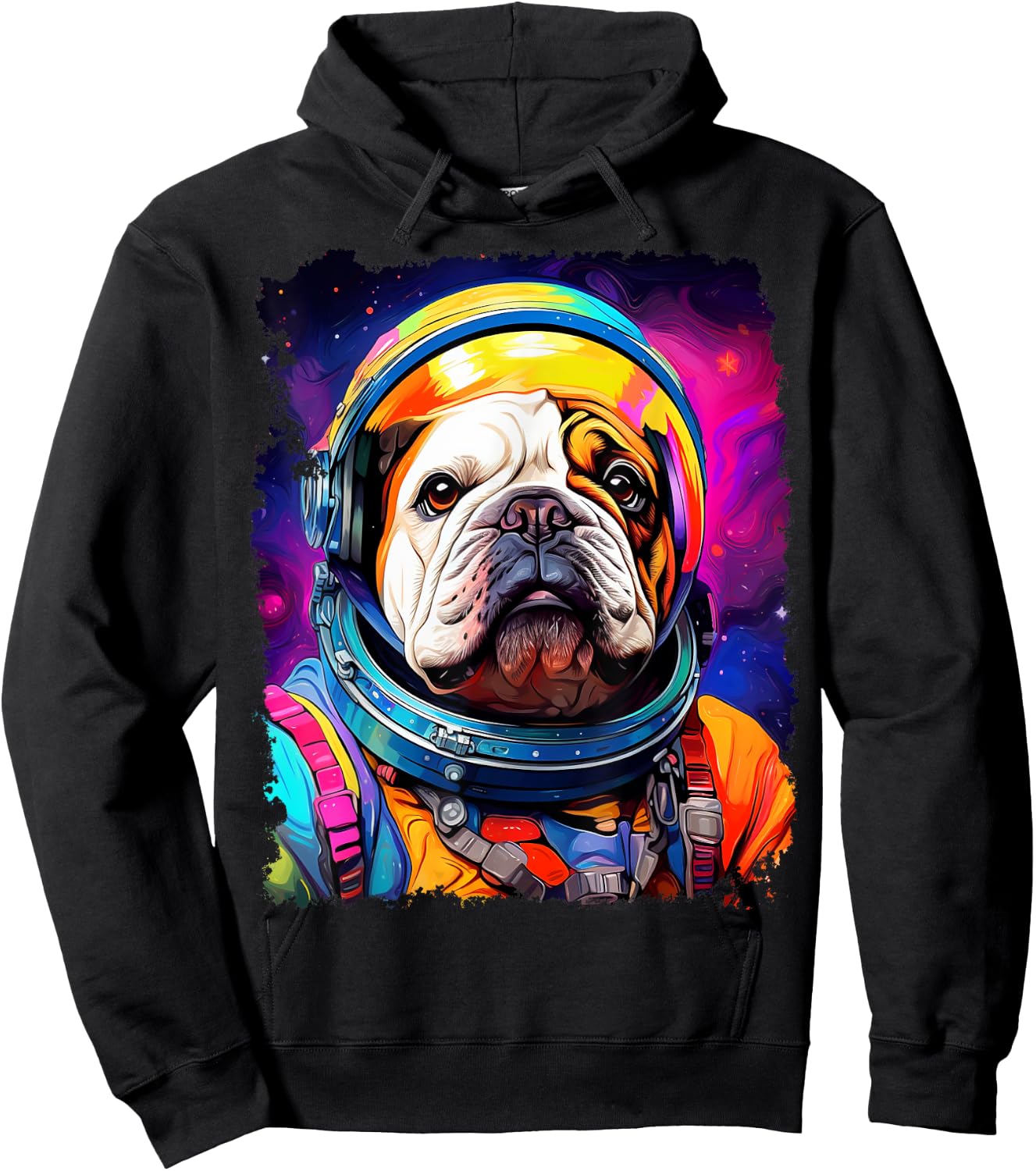 Pop Art Dog English Bulldog Space Astronaut Women Kids Hoodie - Hoodie | Black