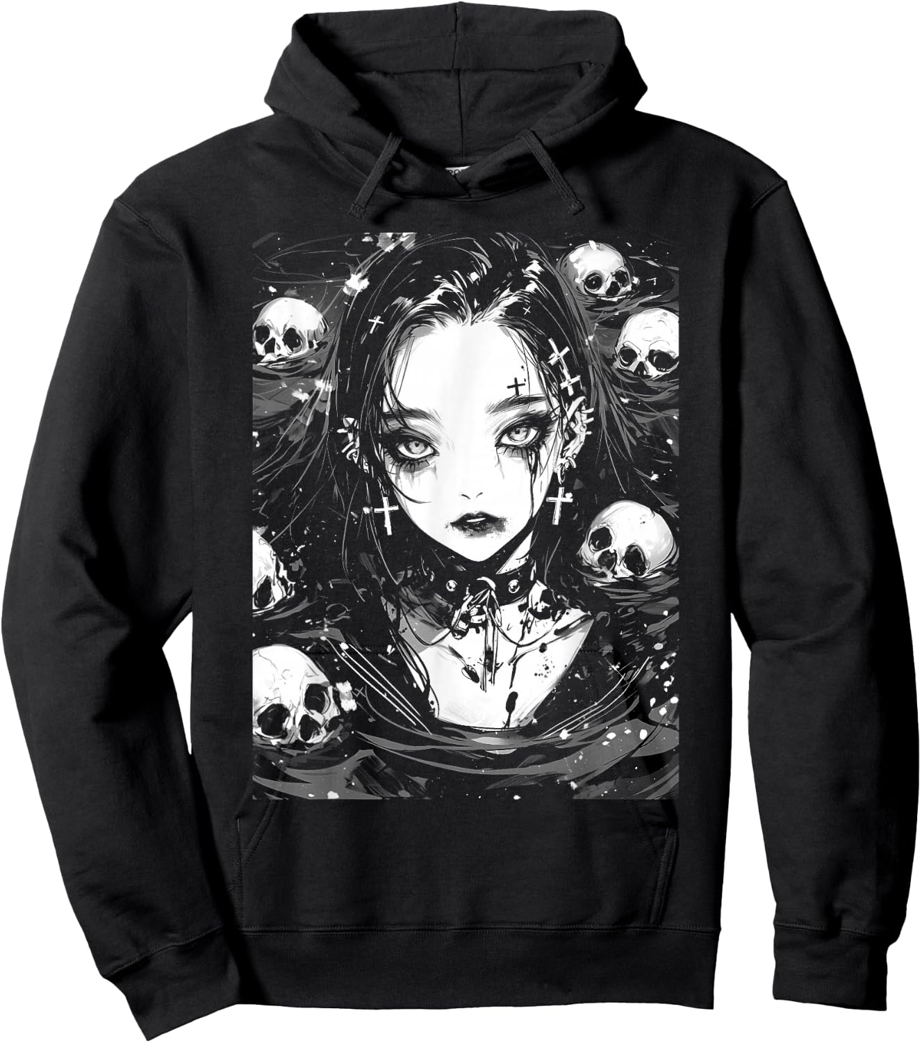 Horror Anime Manga Gothic Goth Yami Kawaii Creepy Cute Hoodie - Hoodie | Black
