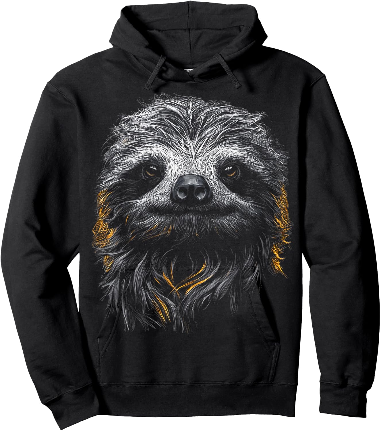 Sloth Face Drawing Art Animal Lover Motif Sloth Hoodie - Hoodie | Black