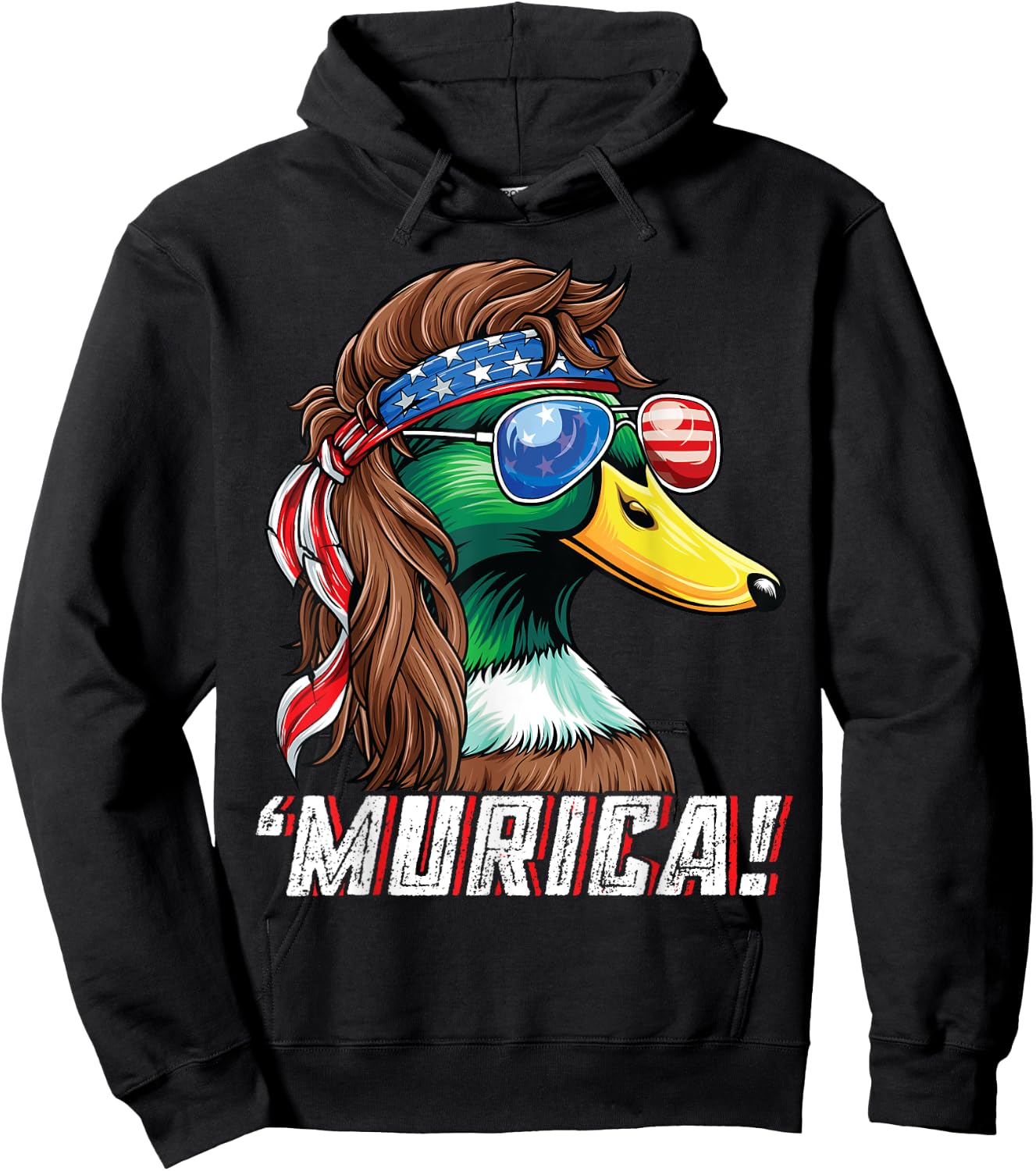 Patriotic Duck Hunter Shirt USA Funny Murica 4th of July Kids Men Hoodie - Hoodie | Black