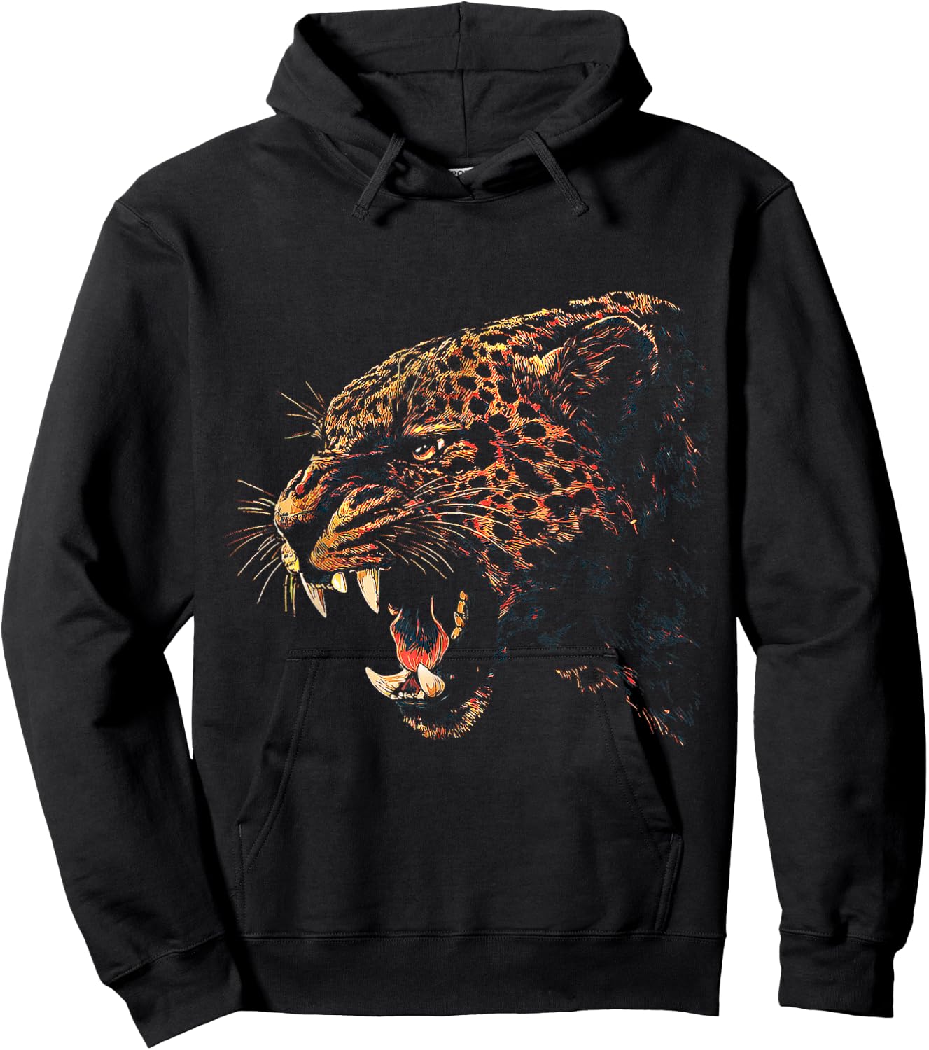 Leopard Animal Lover Predator Motif Graphic Wildlife Safari Hoodie - Hoodie | Black