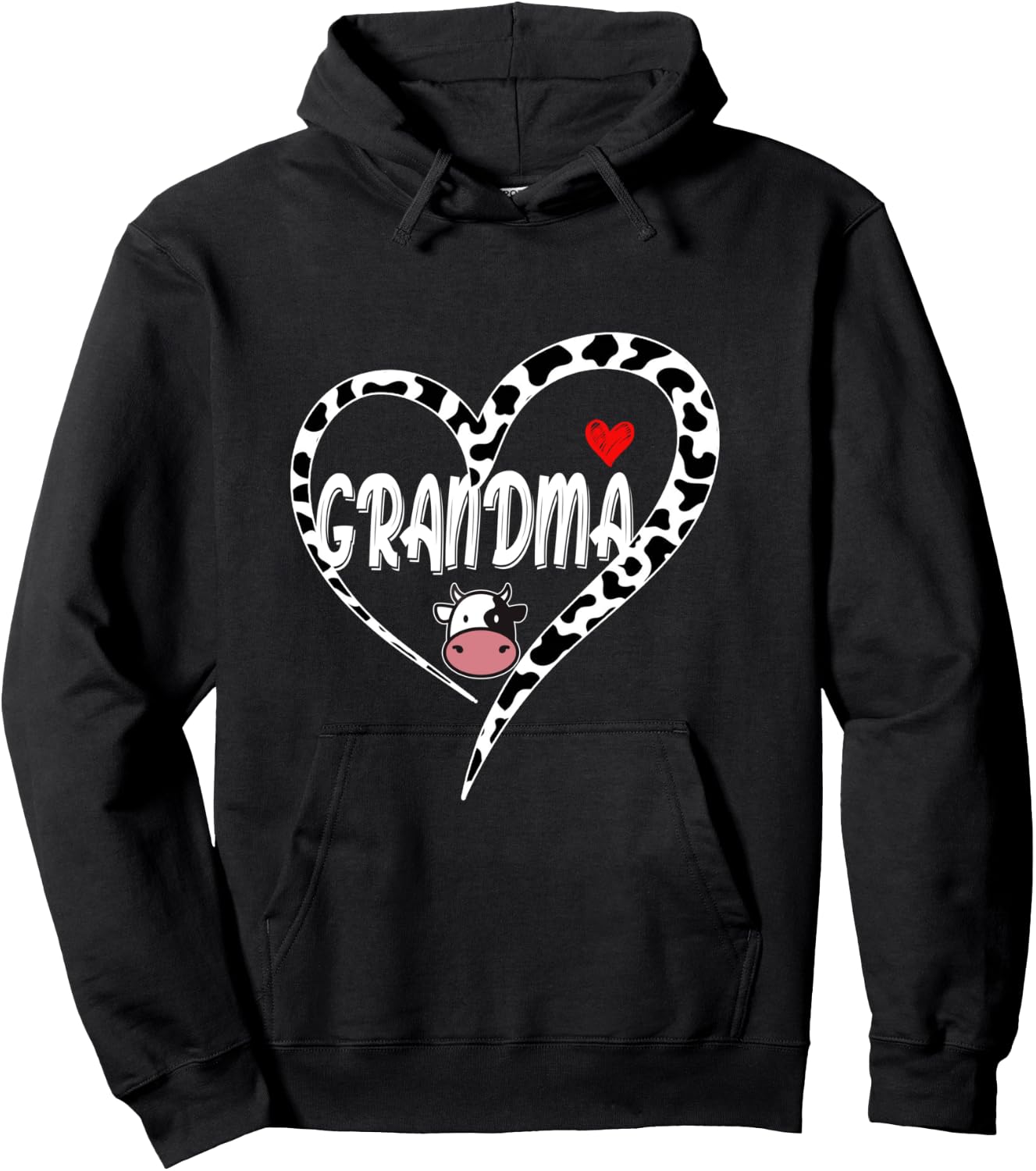 Grandma Cow Print Cow Heart Pattern Farmer Cows Mother's Day Hoodie - Hoodie | Black