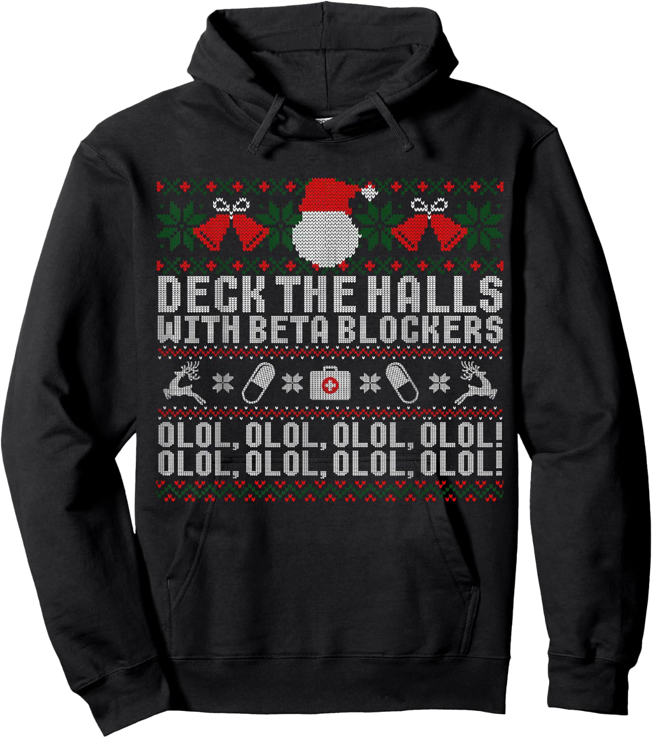 Deck The Halls Beta Blockers Nurse Christmas Ugly Hoodie - Hoodie | Black