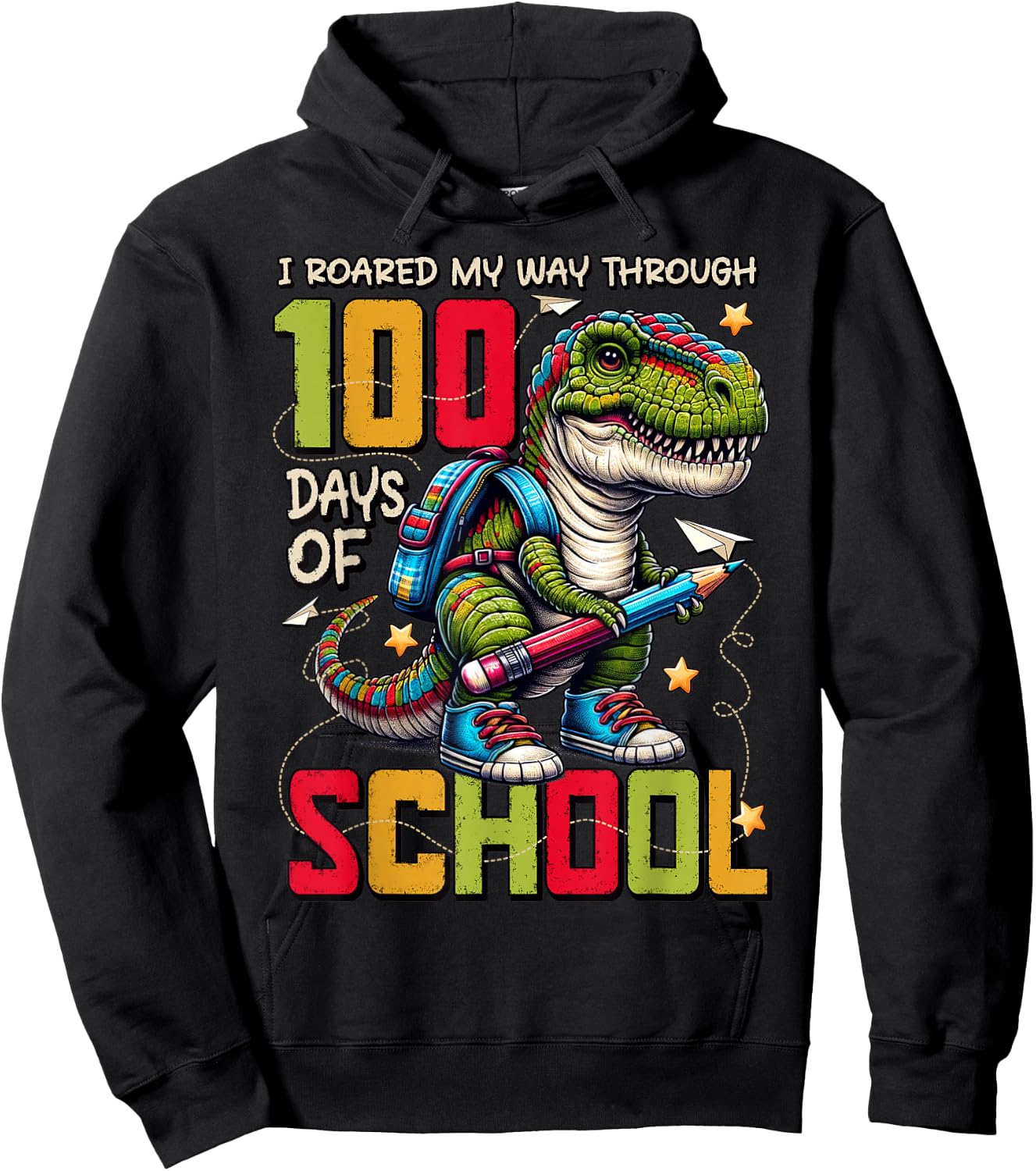 100 Days of School Trex 100 Days Smarter 100th Day of School Hoodie - Hoodie | Black