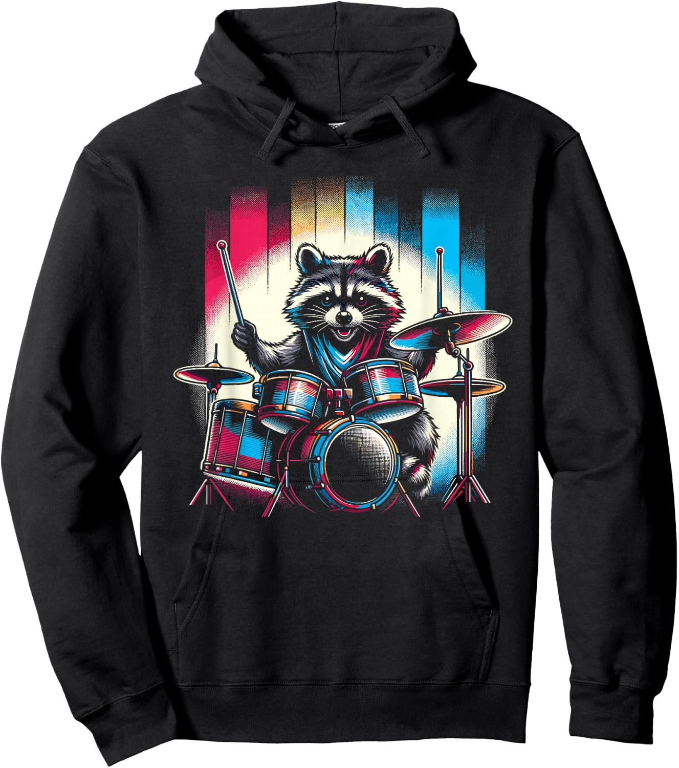 Raccoon Playing Drums Teacher Drummer Novelty Funny Drummer , black Hoodie - Hoodie | Black
