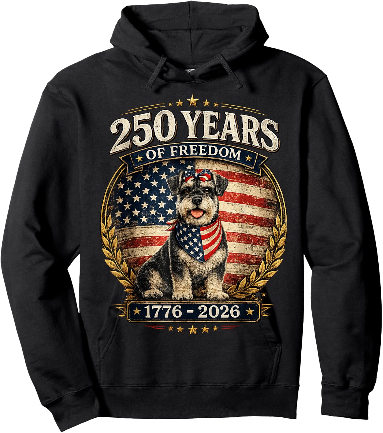 250 Years America Anniversary Miniature Schnauzer Hoodie - Hoodie | Black