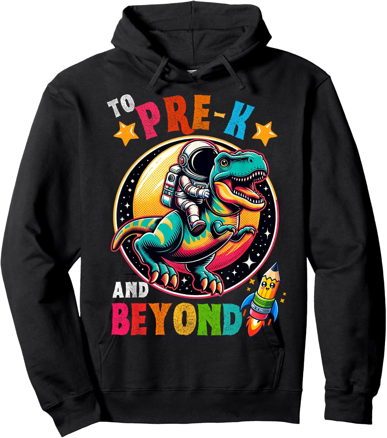 Astronaut Dinosaur boys First day back to School Pre-k Kids Hoodie - Hoodie | Black