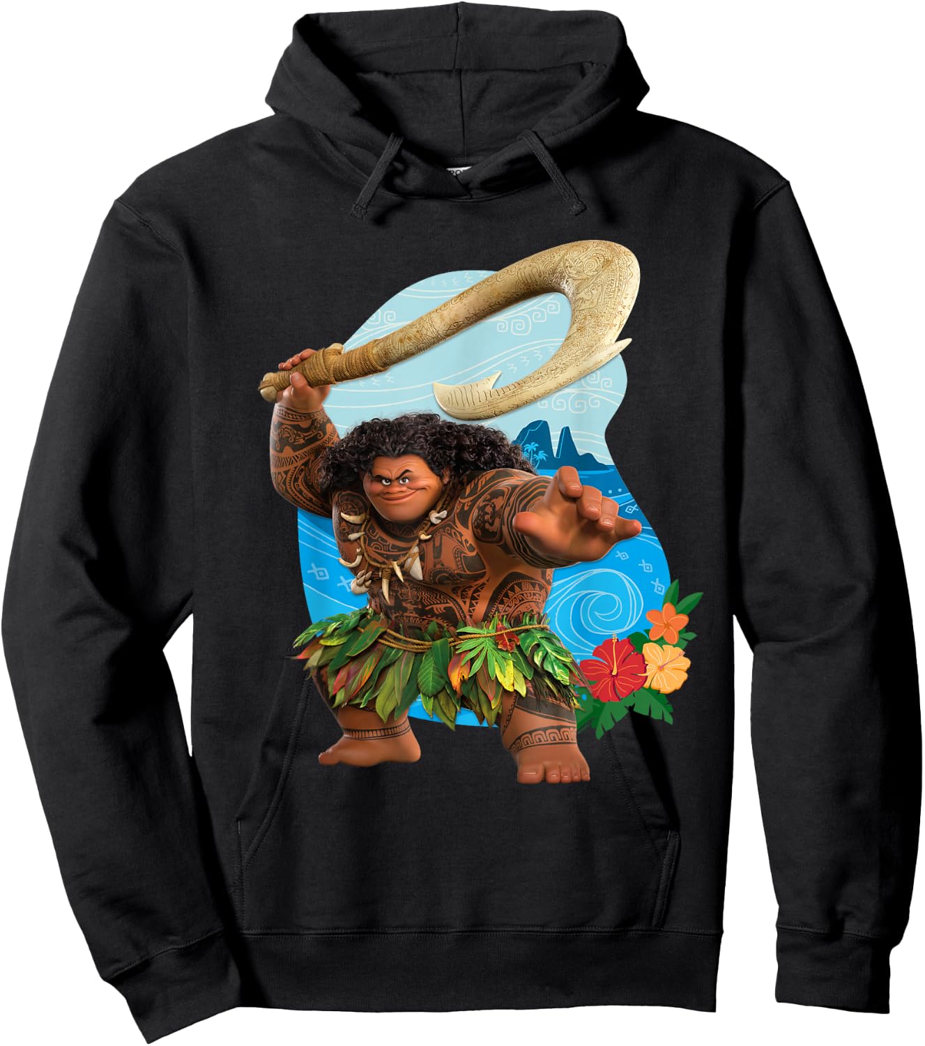 Disney Vaiana 2 Tropical Island Adventure Maui & Fish Hook Hoodie - Hoodie | Black